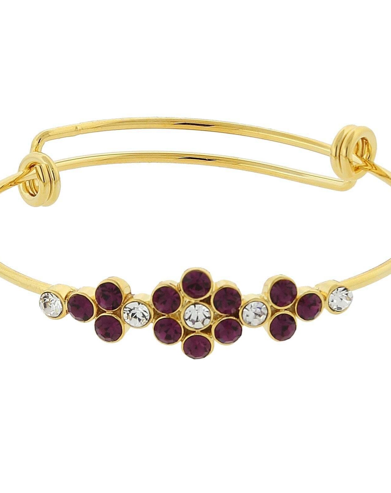 1928 Jewelry Crystal Flower Wire Bangle Bracelet