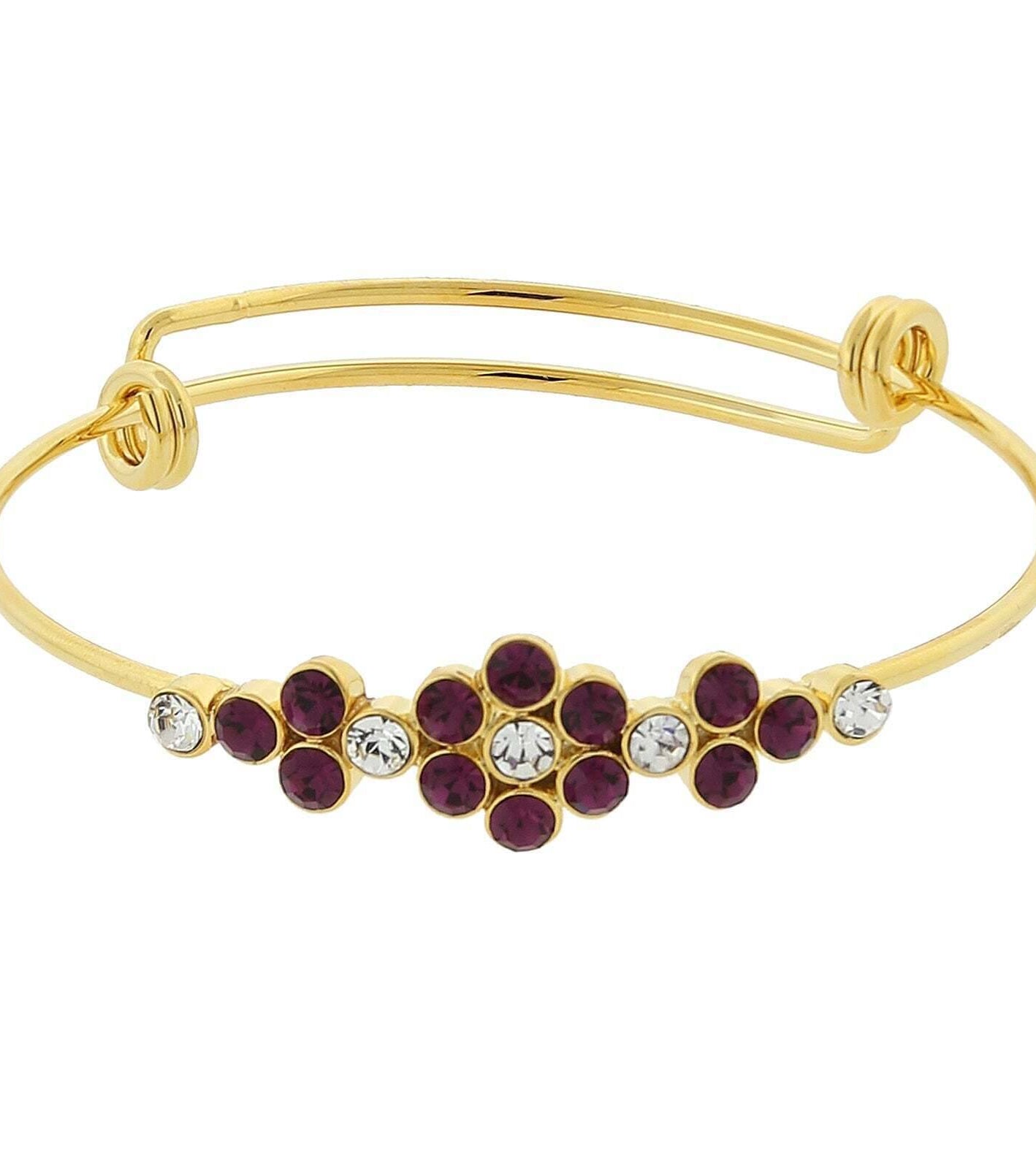 1928 Jewelry Crystal Flower Wire Bangle Bracelet