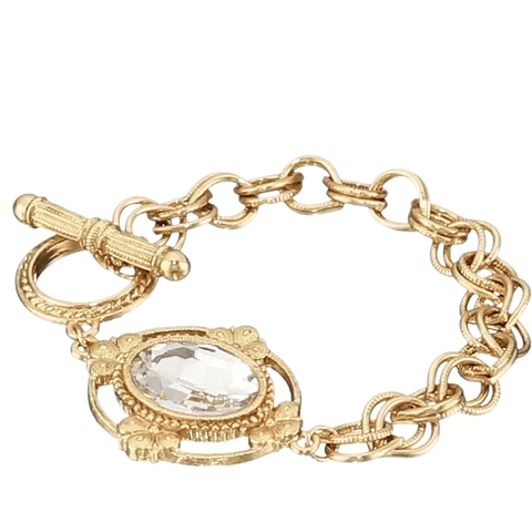 1928 Jewelry Oval Austrian Crystal Toggle Bracelet