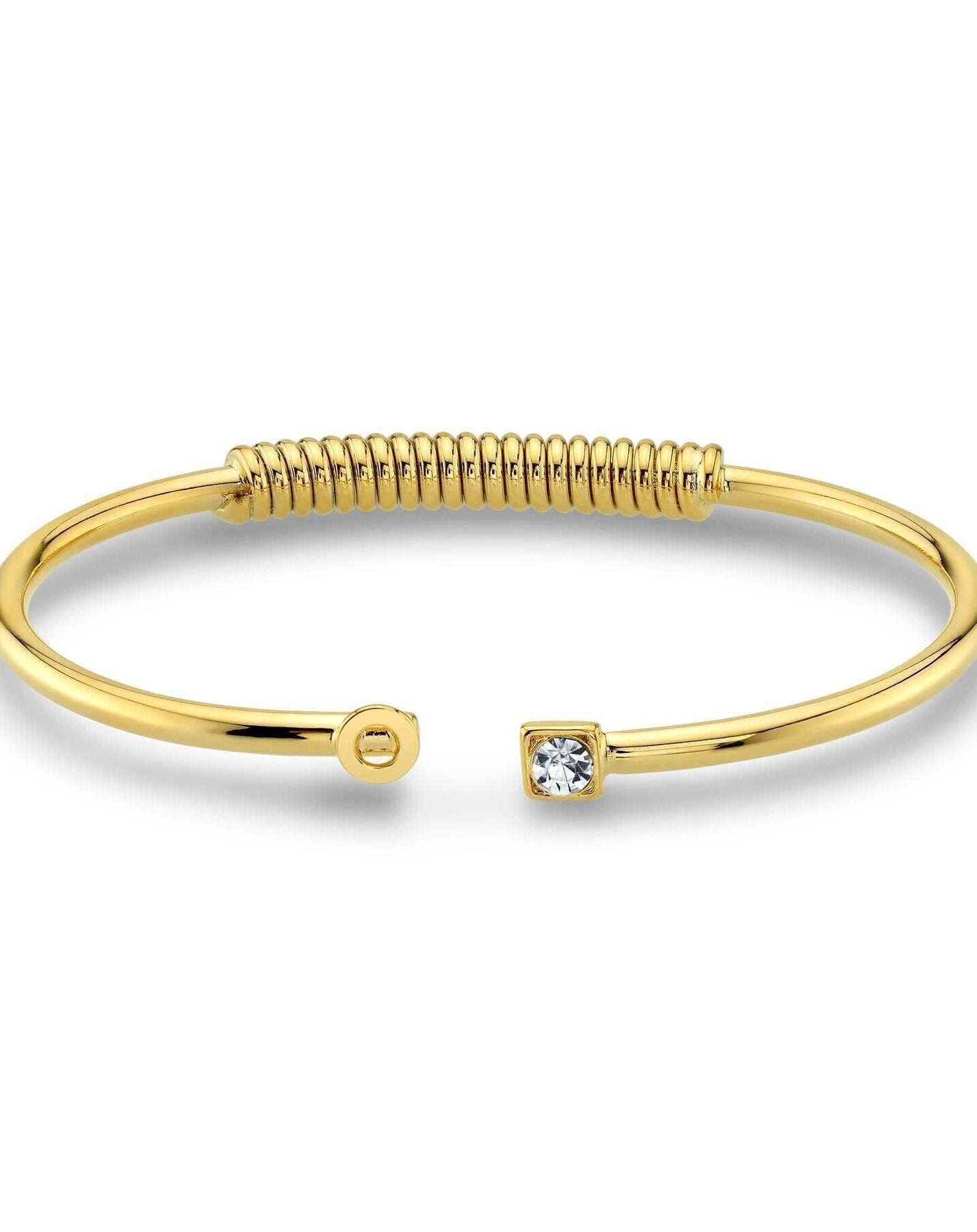 1928 Jewelry Crystal Accent With Initial Cuff Bracelet