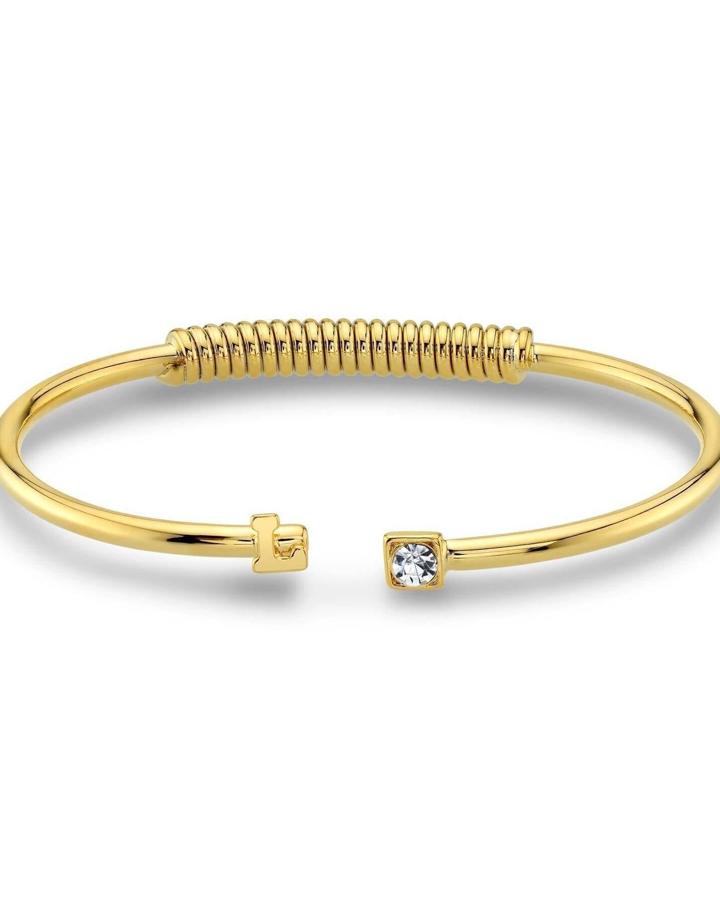 1928 Jewelry Crystal Accent With Initial Cuff Bracelet
