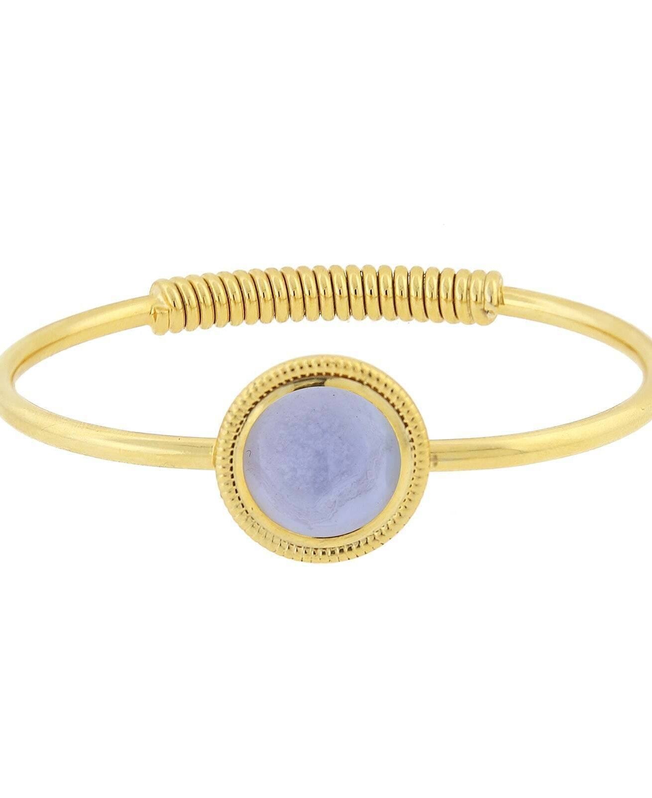 1928 Jewelry 14K Gold Dipped Gemstone Spring Hinge Bracelet