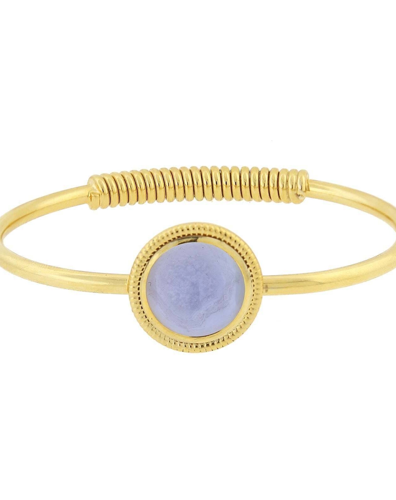 1928 Jewelry 14K Gold Dipped Gemstone Spring Hinge Bracelet