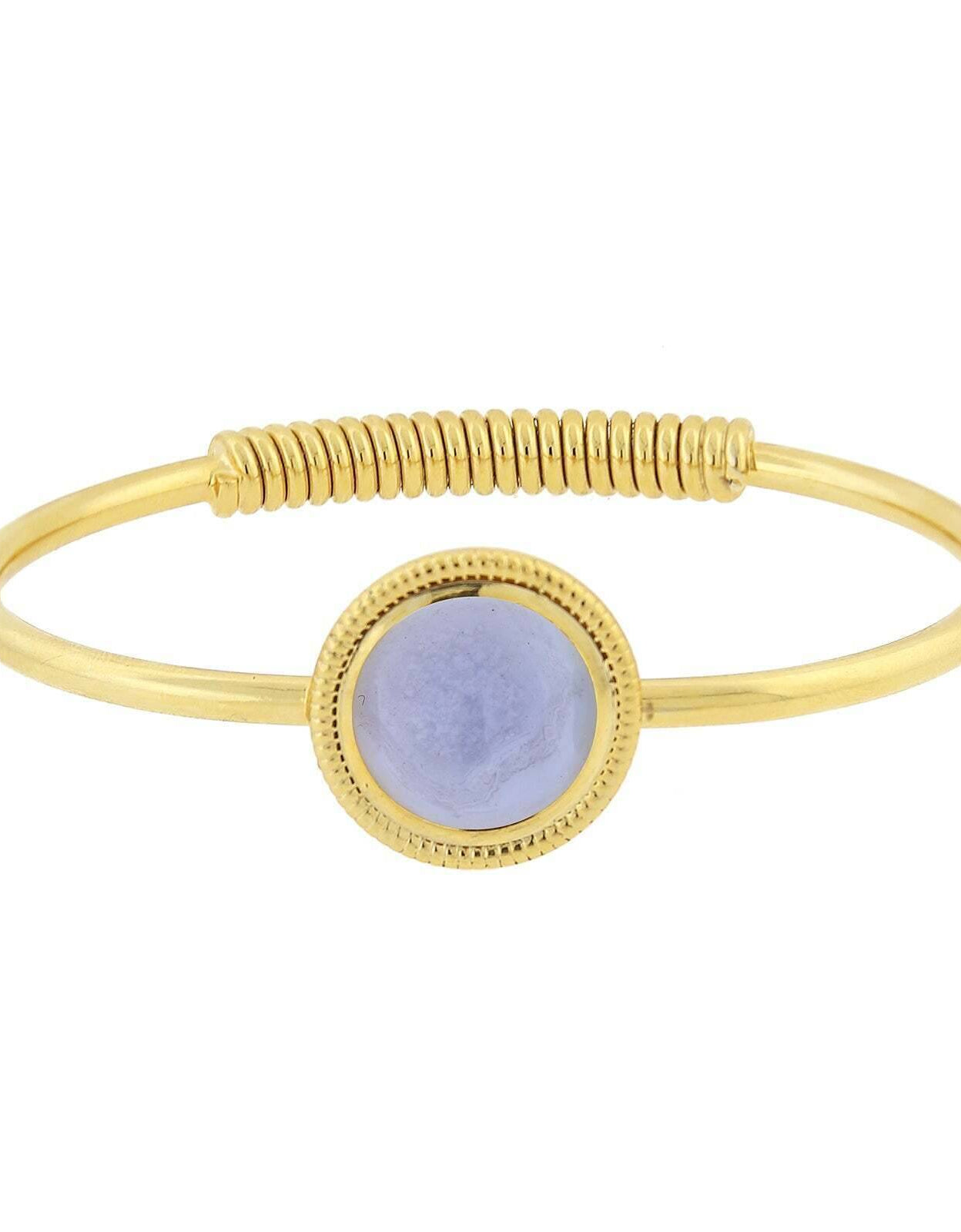 1928 Jewelry 14K Gold Dipped Gemstone Spring Hinge Bracelet