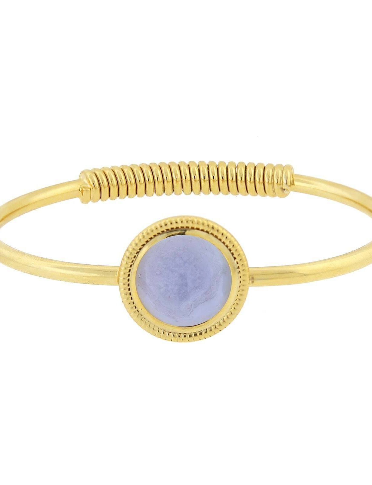 1928 Jewelry 14K Gold Dipped Gemstone Spring Hinge Bracelet