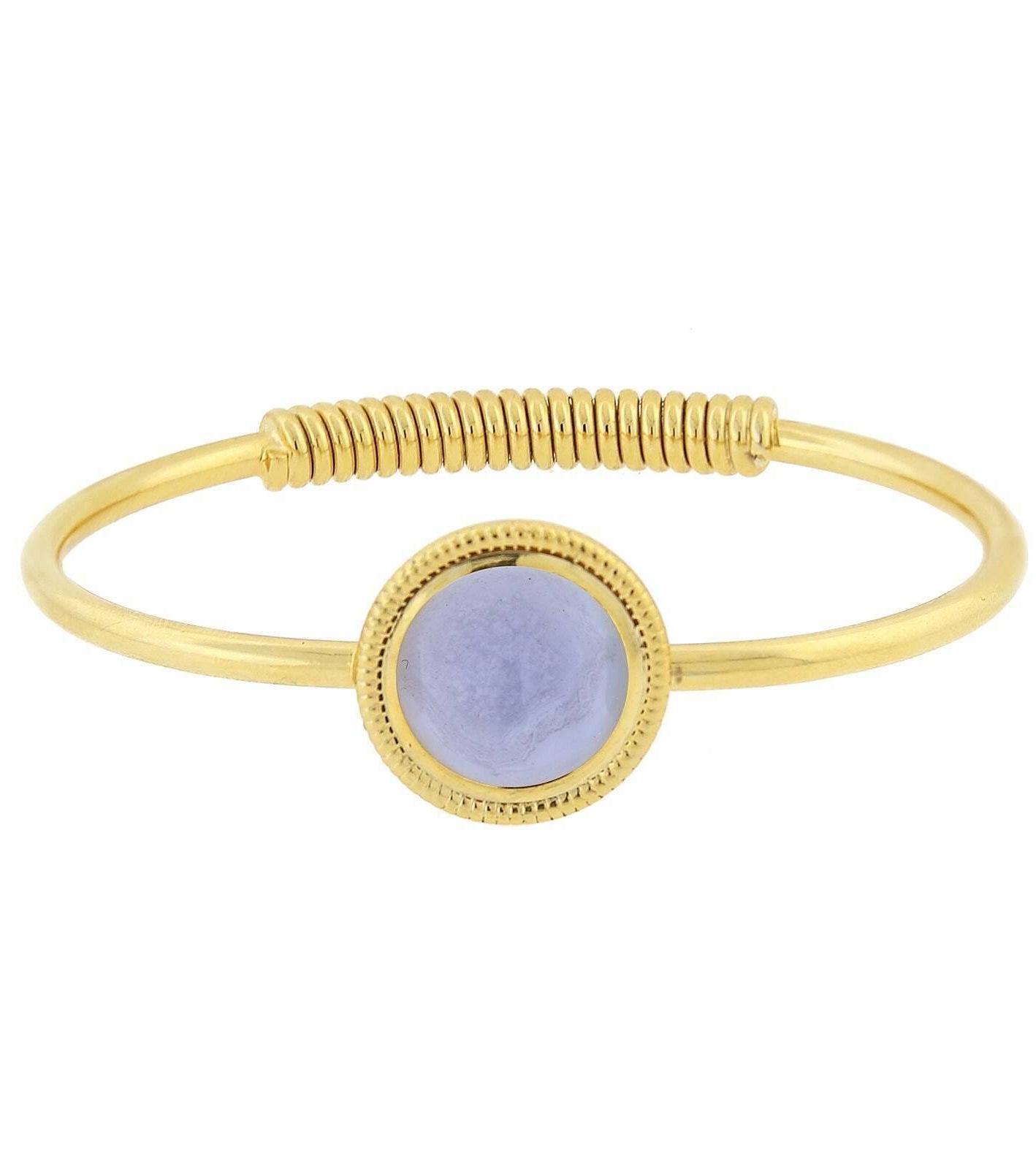 1928 Jewelry 14K Gold Dipped Gemstone Spring Hinge Bracelet