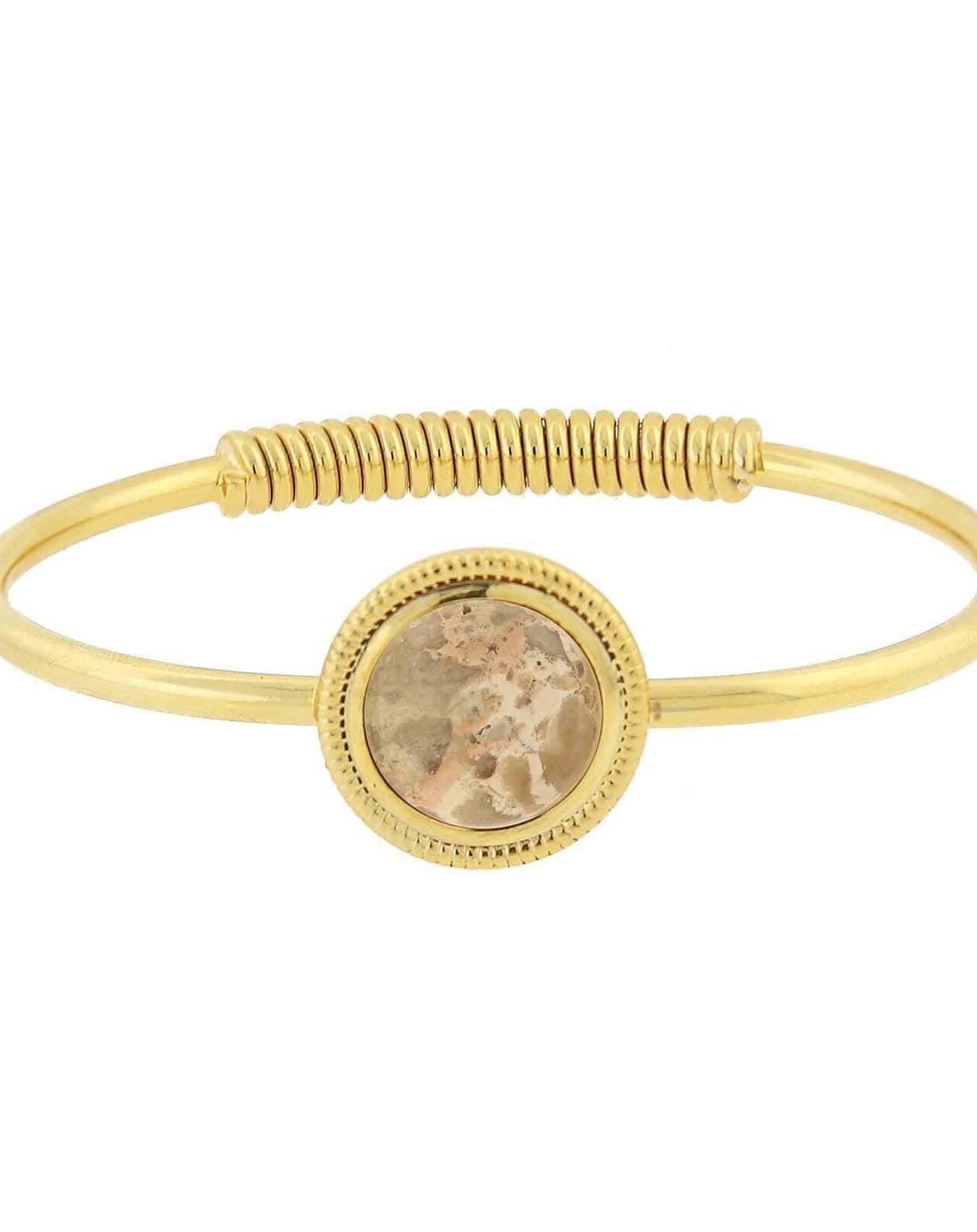 1928 Jewelry 14K Gold Dipped Gemstone Spring Hinge Bracelet