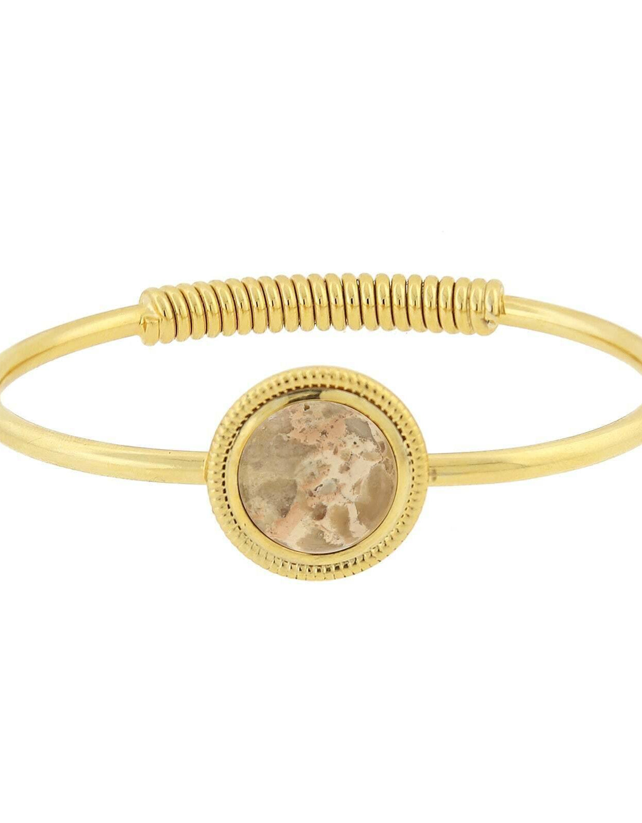 1928 Jewelry 14K Gold Dipped Gemstone Spring Hinge Bracelet