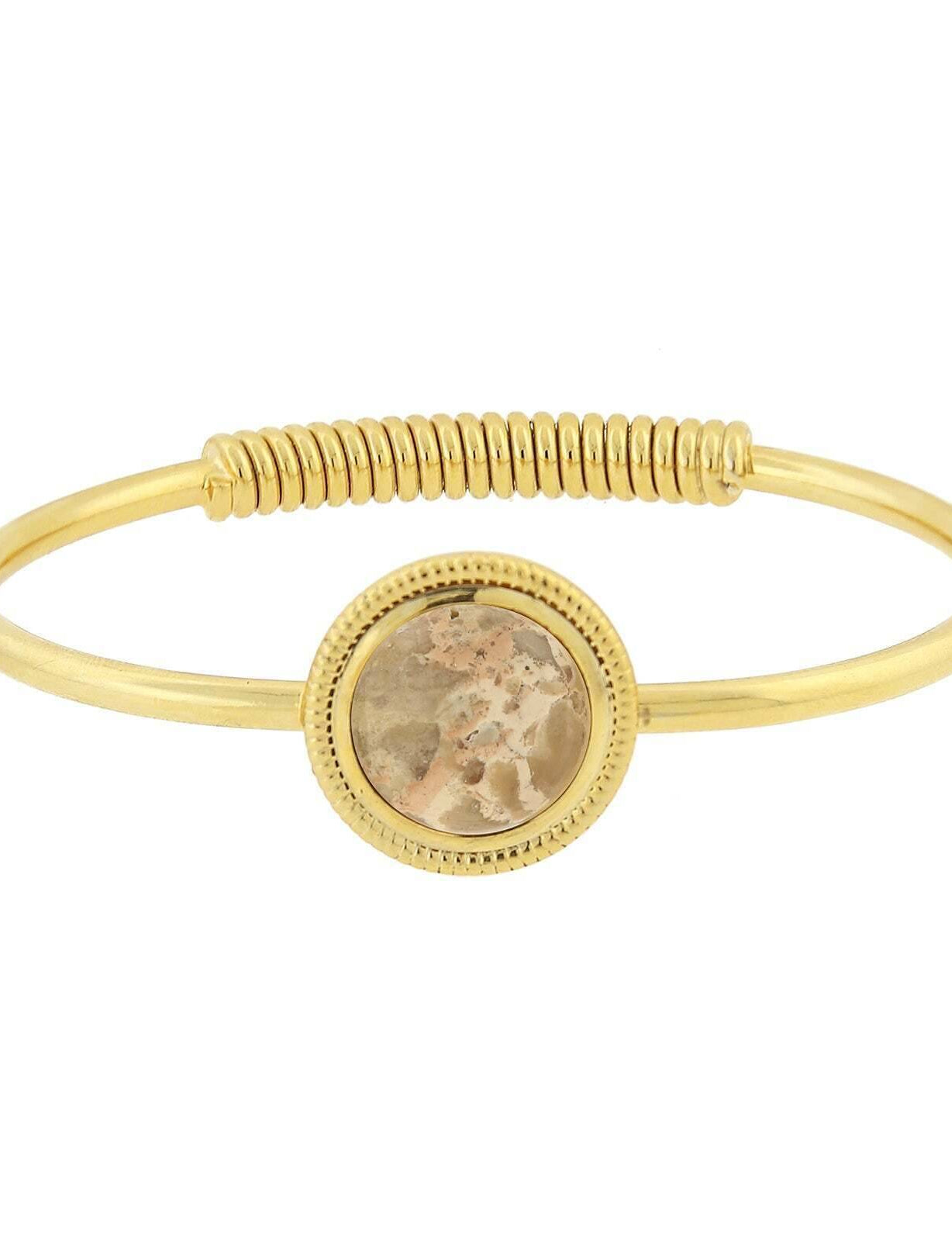 1928 Jewelry 14K Gold Dipped Gemstone Spring Hinge Bracelet