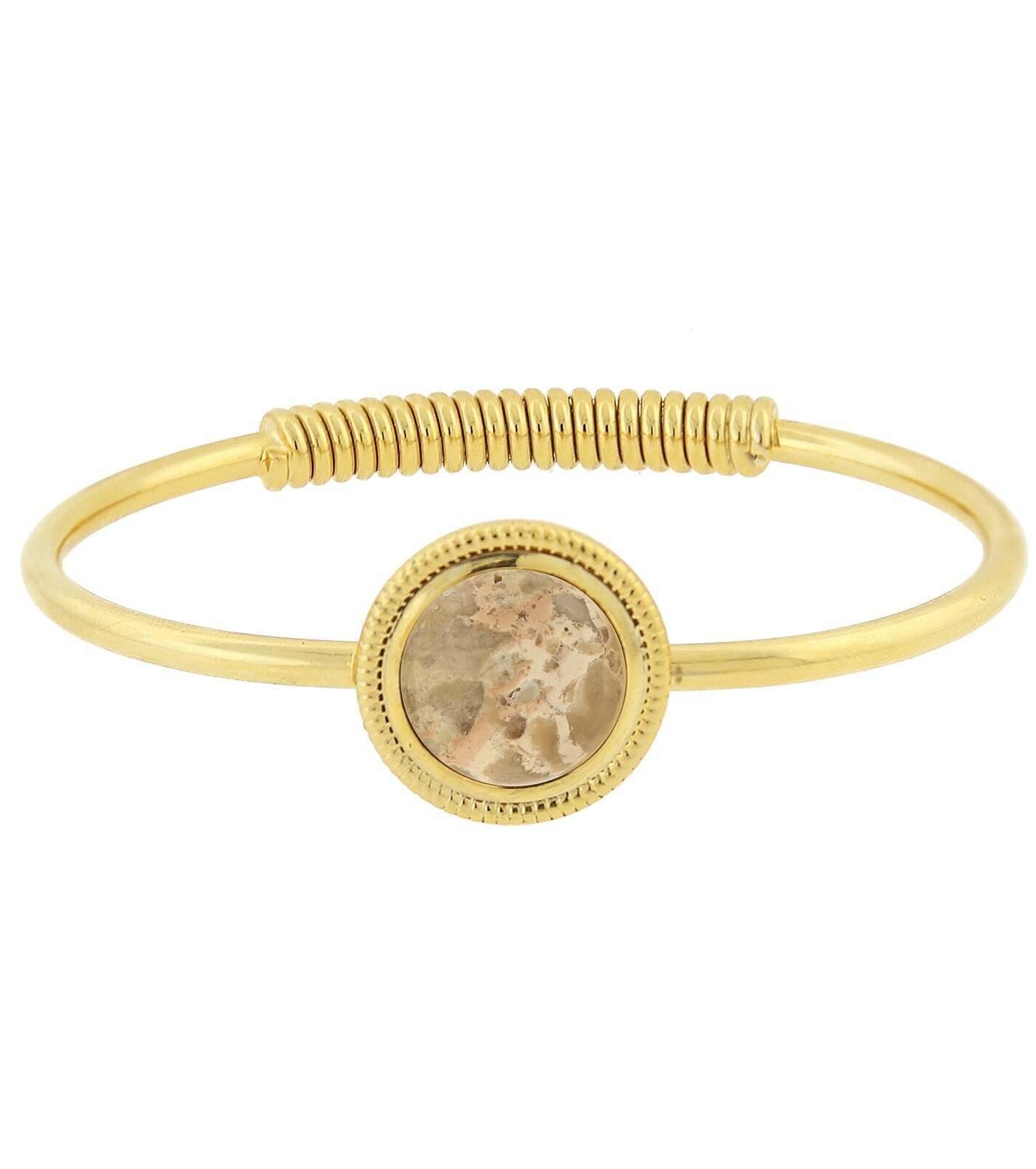 1928 Jewelry 14K Gold Dipped Gemstone Spring Hinge Bracelet