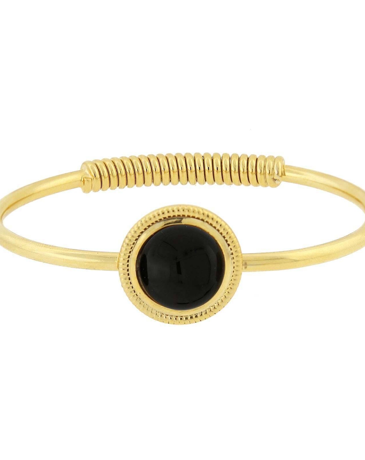 1928 Jewelry 14K Gold Dipped Gemstone Spring Hinge Bracelet