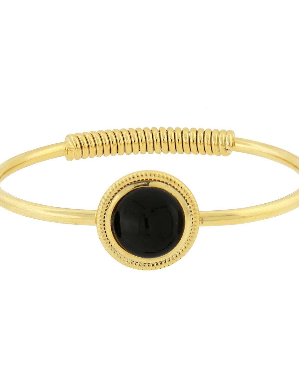 1928 Jewelry 14K Gold Dipped Gemstone Spring Hinge Bracelet