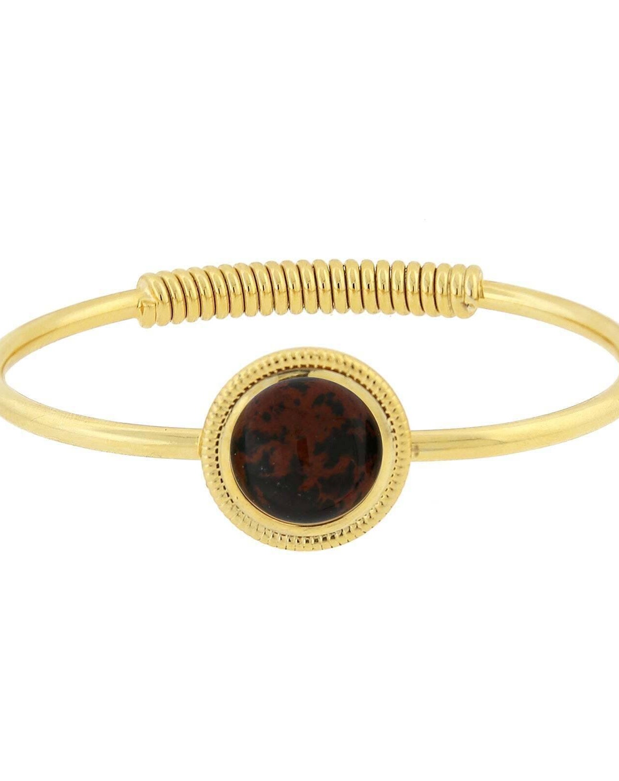 1928 Jewelry 14K Gold Dipped Gemstone Spring Hinge Bracelet