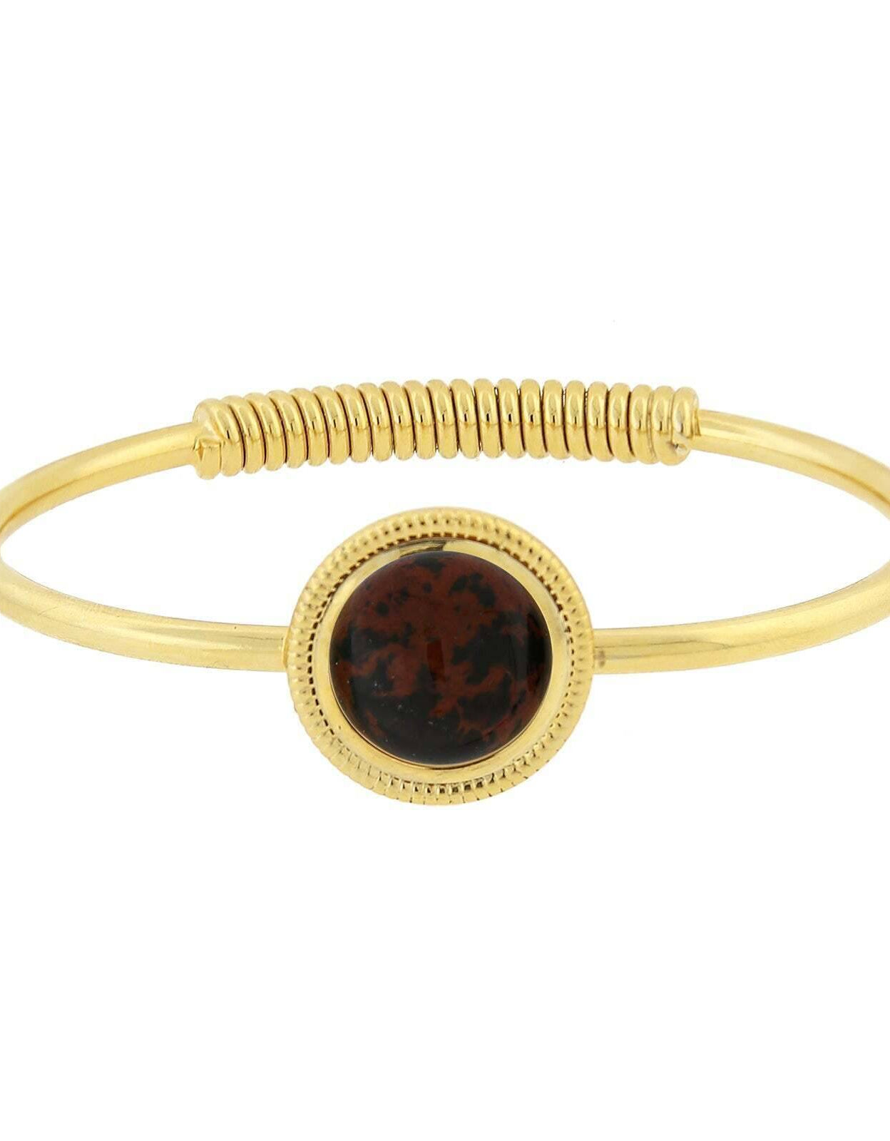 1928 Jewelry 14K Gold Dipped Gemstone Spring Hinge Bracelet