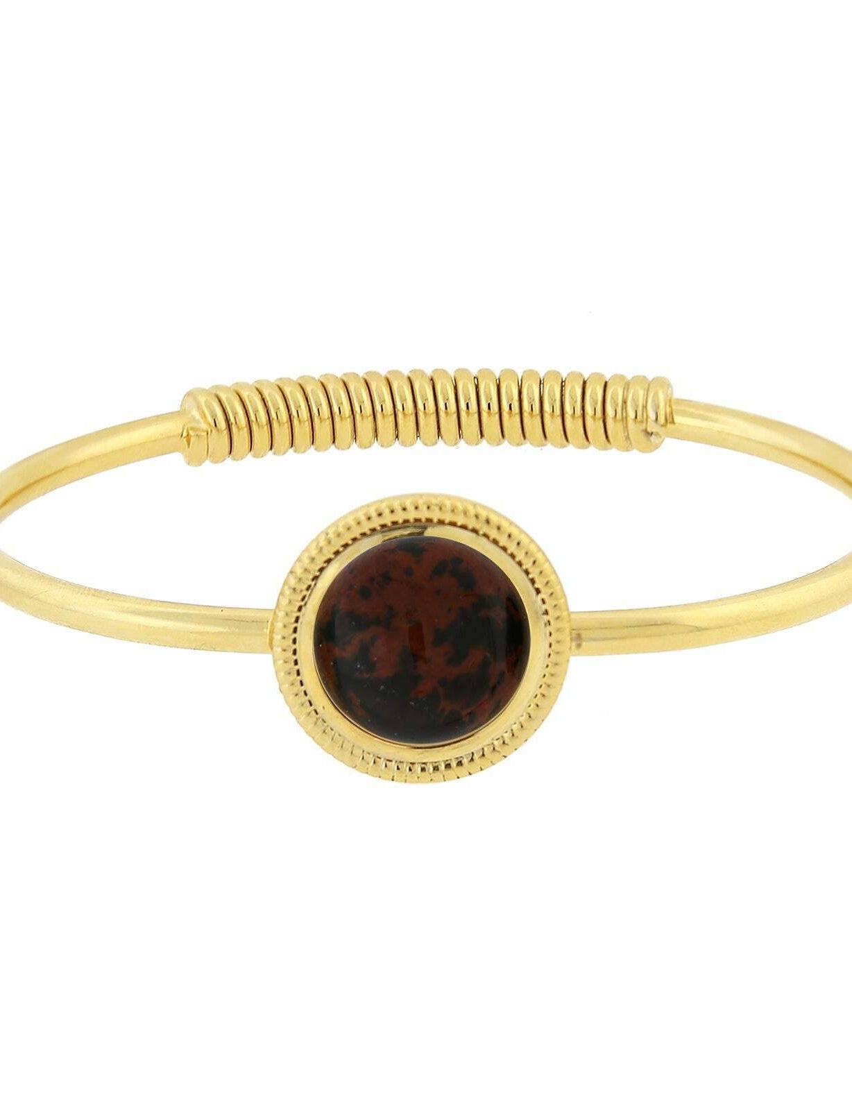 1928 Jewelry 14K Gold Dipped Gemstone Spring Hinge Bracelet