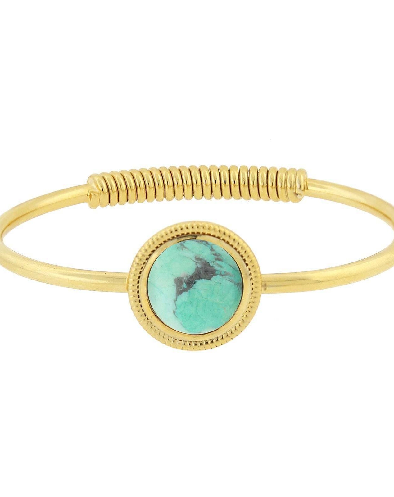 1928 Jewelry 14K Gold Dipped Gemstone Spring Hinge Bracelet