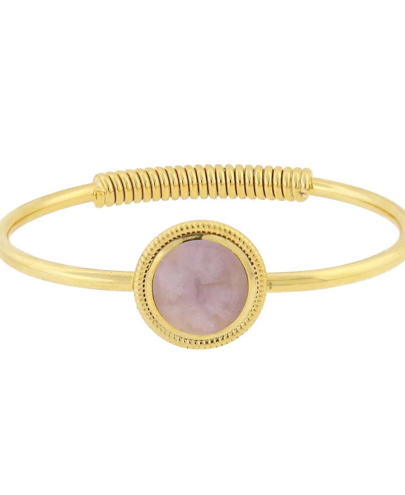 1928 Jewelry 14K Gold Dipped Gemstone Spring Hinge Bracelet