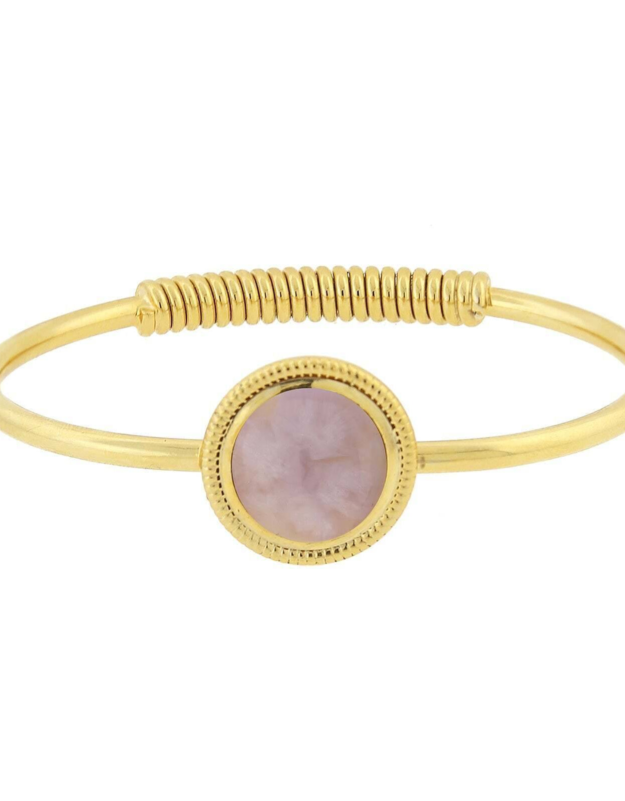 1928 Jewelry 14K Gold Dipped Gemstone Spring Hinge Bracelet