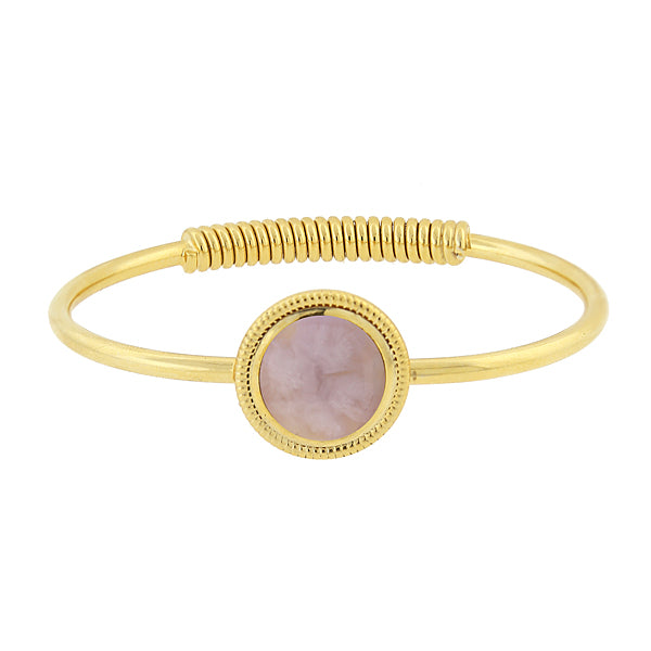 Lavender Quartz Gemstone Golden Spring Hinge Bracelet
