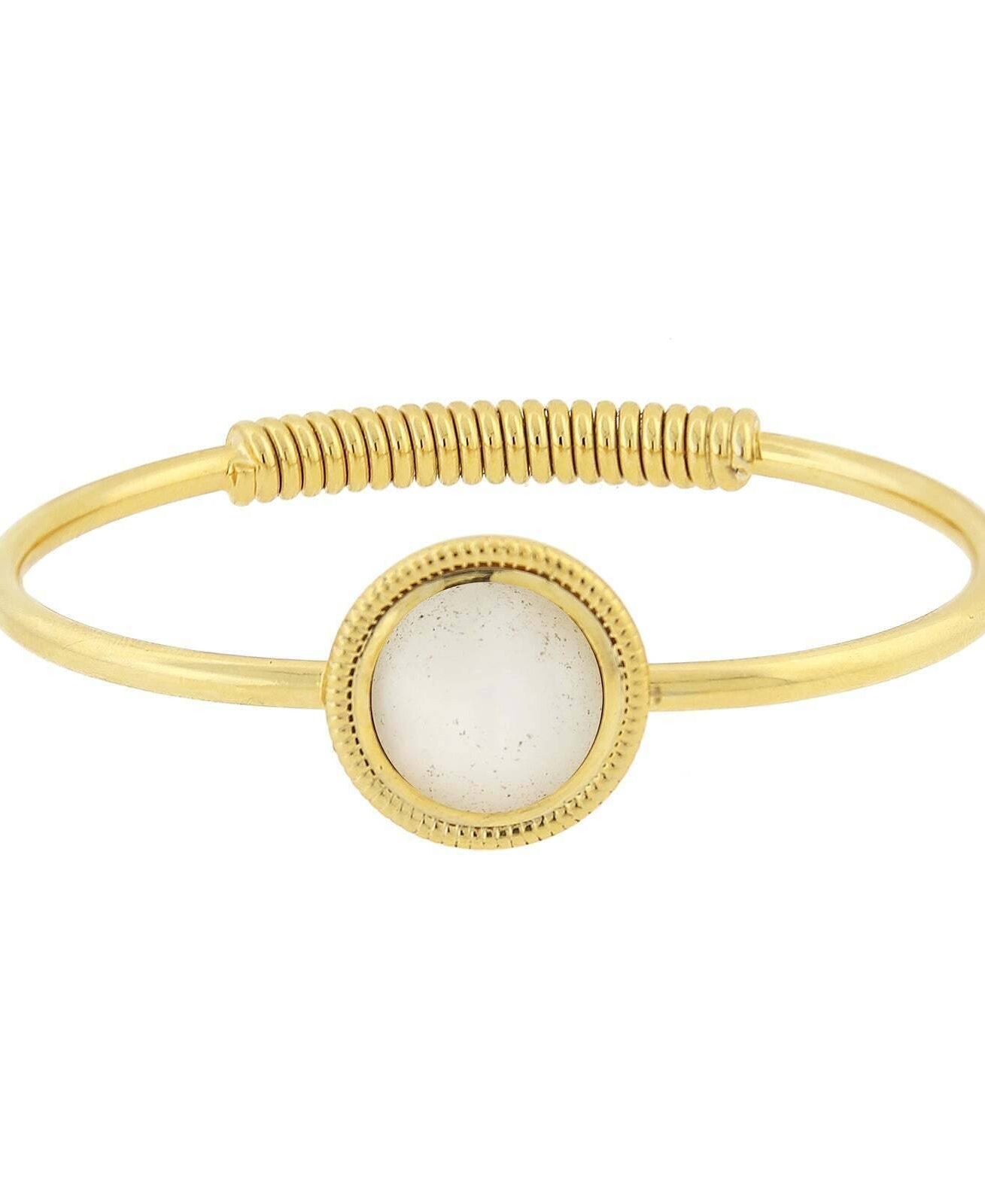 1928 Jewelry 14K Gold Dipped Gemstone Spring Hinge Bracelet