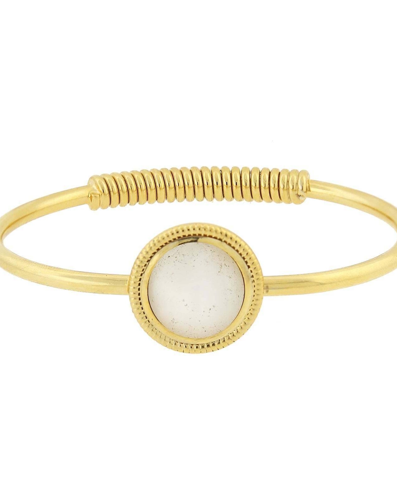 1928 Jewelry 14K Gold Dipped Gemstone Spring Hinge Bracelet