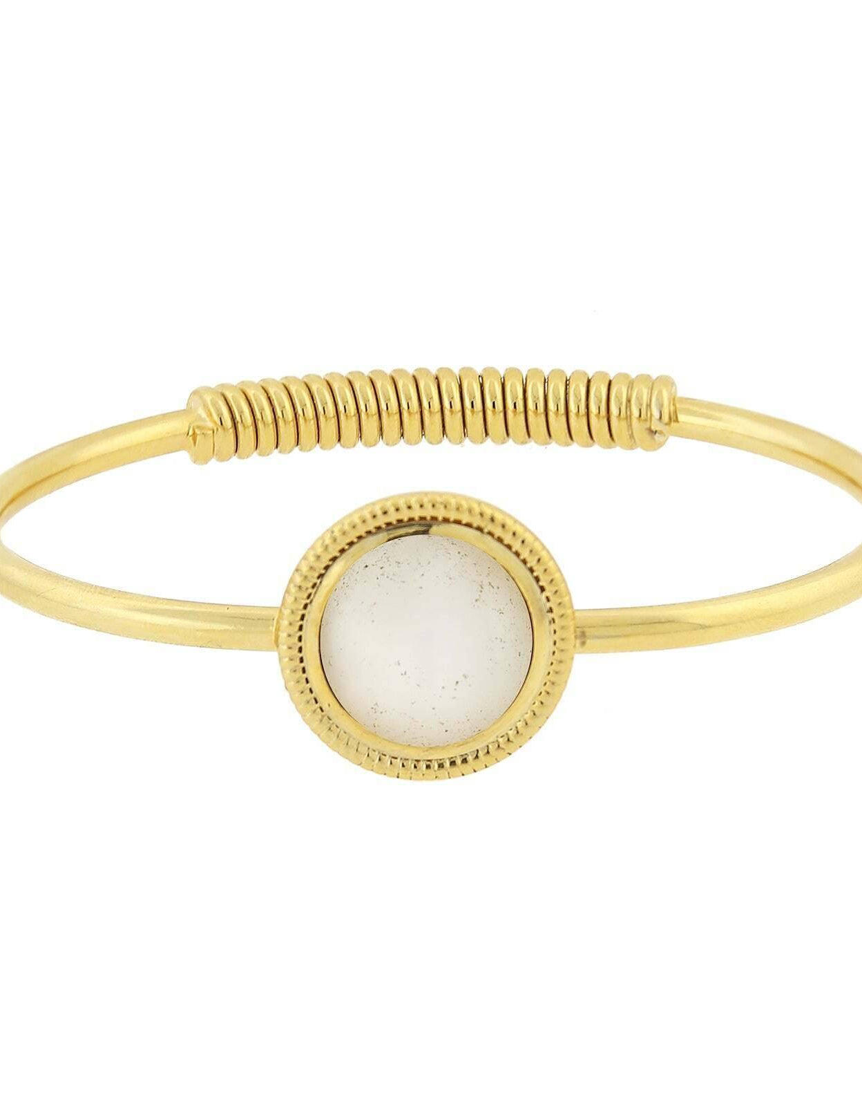 1928 Jewelry 14K Gold Dipped Gemstone Spring Hinge Bracelet