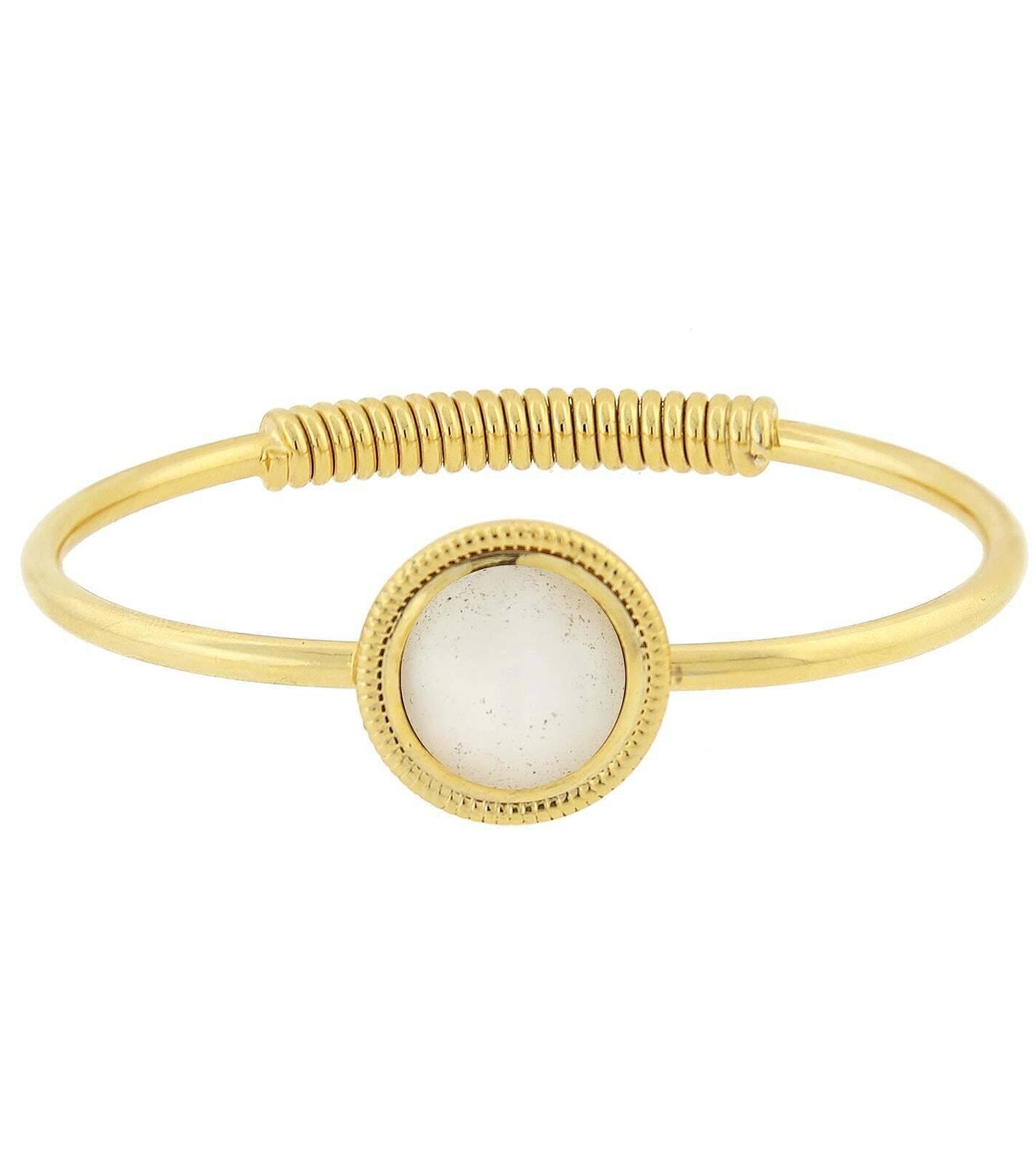 1928 Jewelry 14K Gold Dipped Gemstone Spring Hinge Bracelet