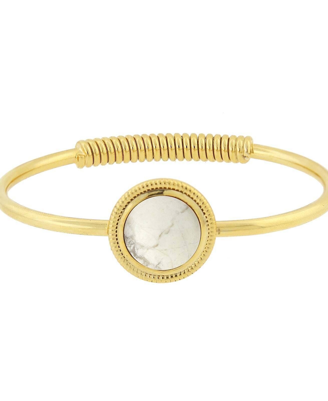 1928 Jewelry 14K Gold Dipped Gemstone Spring Hinge Bracelet