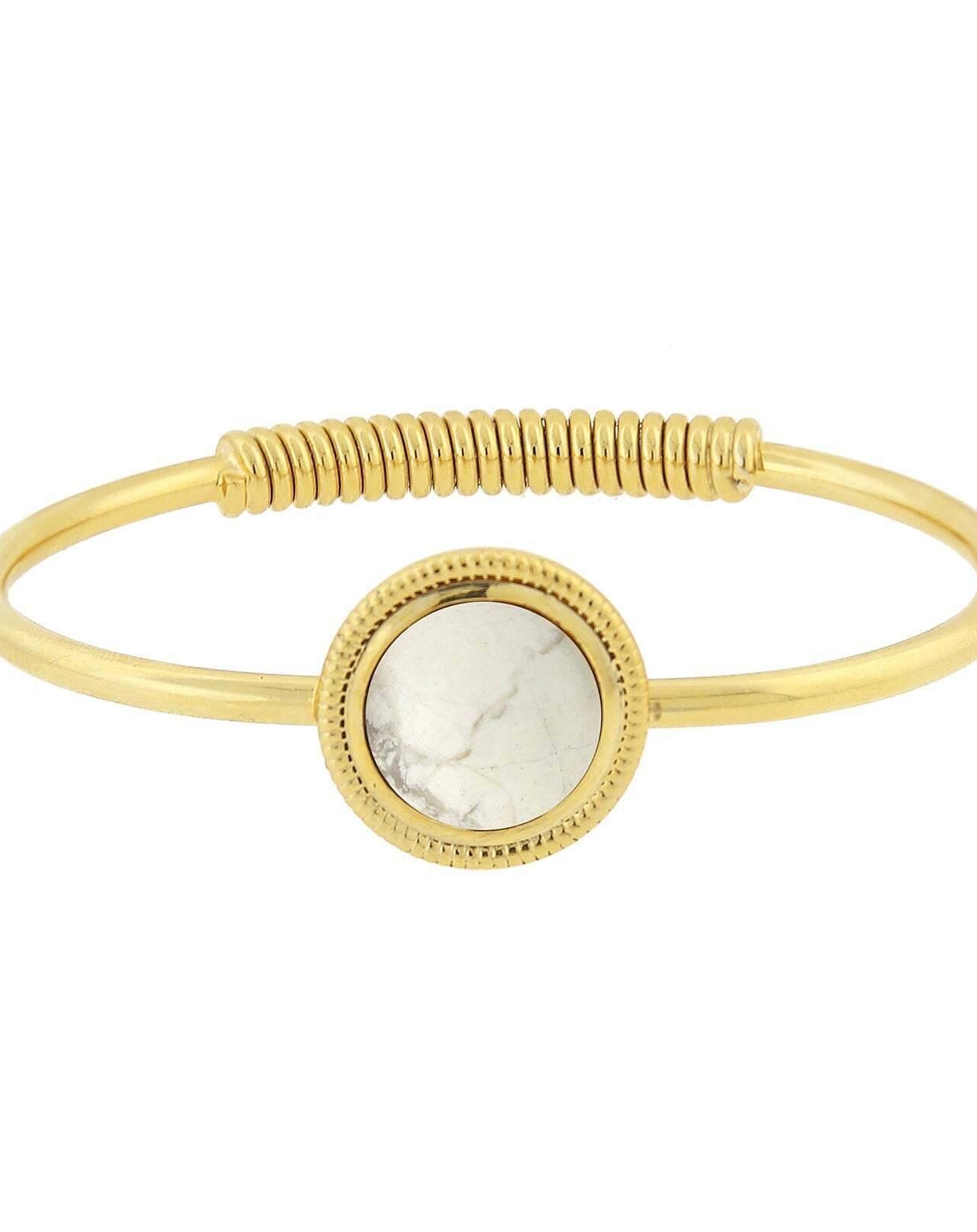 1928 Jewelry 14K Gold Dipped Gemstone Spring Hinge Bracelet