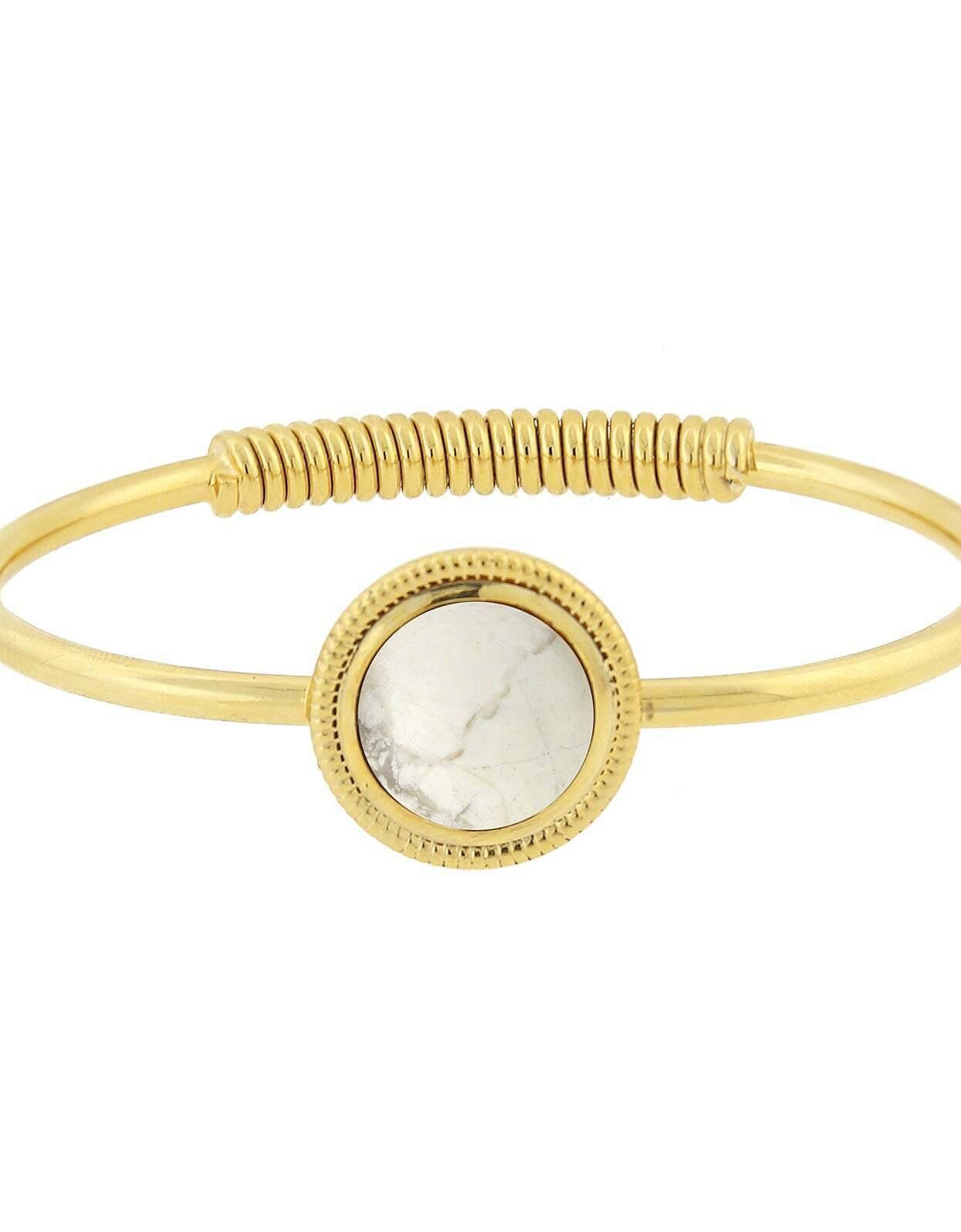 1928 Jewelry 14K Gold Dipped Gemstone Spring Hinge Bracelet