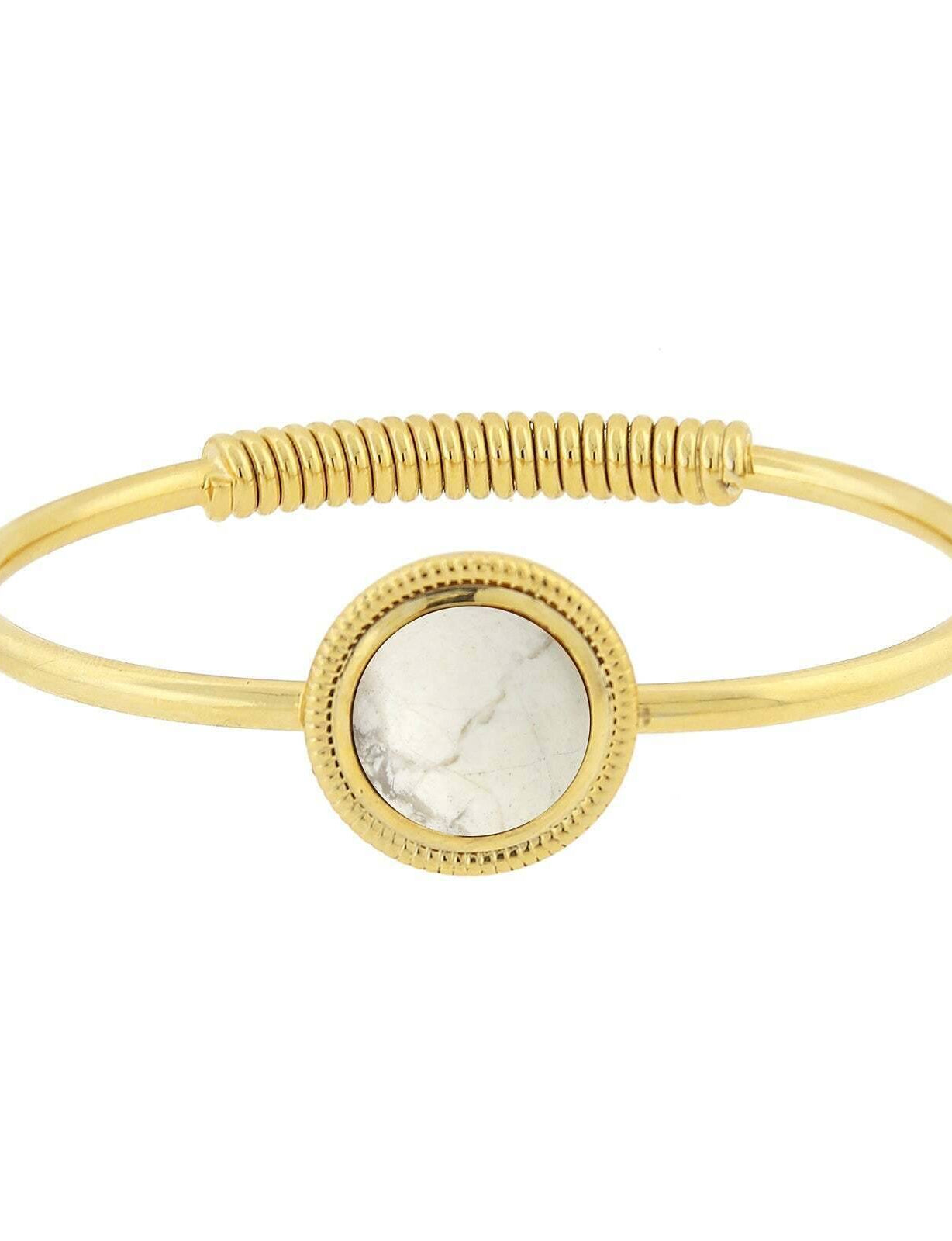 1928 Jewelry 14K Gold Dipped Gemstone Spring Hinge Bracelet