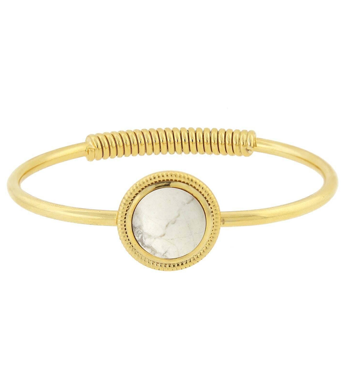 1928 Jewelry 14K Gold Dipped Gemstone Spring Hinge Bracelet