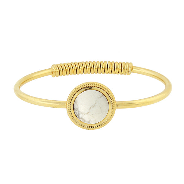 White Howlite Gemstone Golden Spring Hinge Bracelet