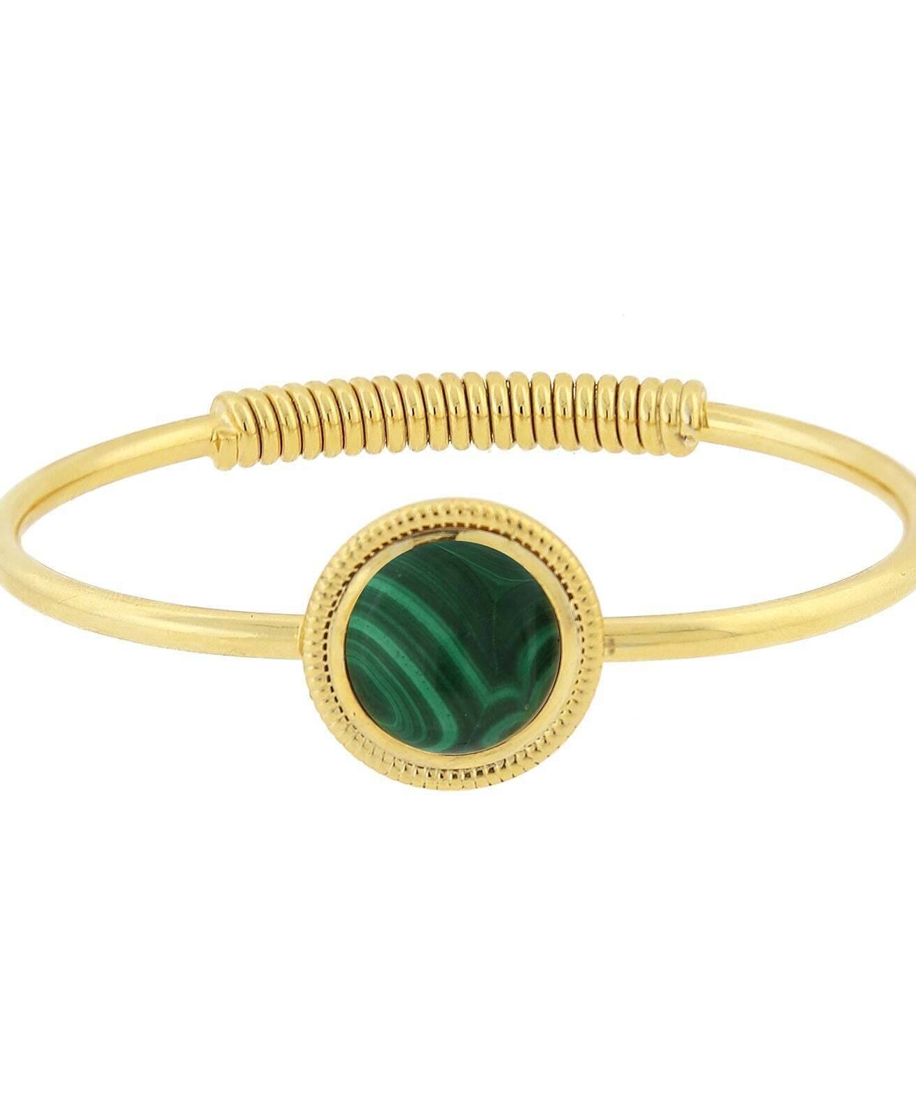 1928 Jewelry 14K Gold Dipped Gemstone Spring Hinge Bracelet