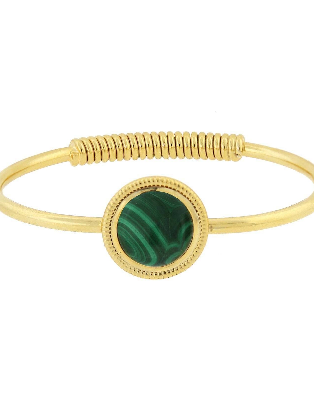 1928 Jewelry 14K Gold Dipped Gemstone Spring Hinge Bracelet