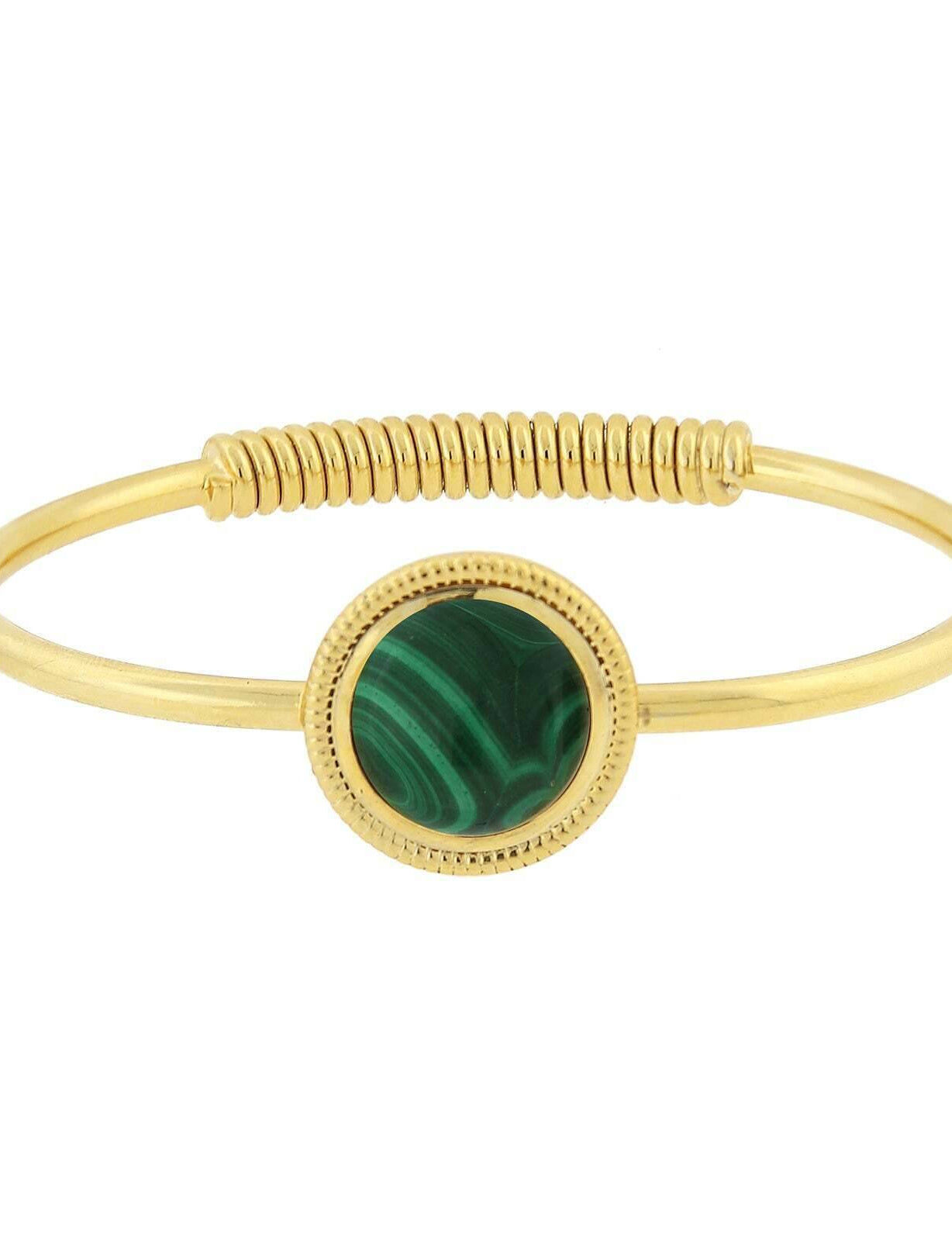 1928 Jewelry 14K Gold Dipped Gemstone Spring Hinge Bracelet