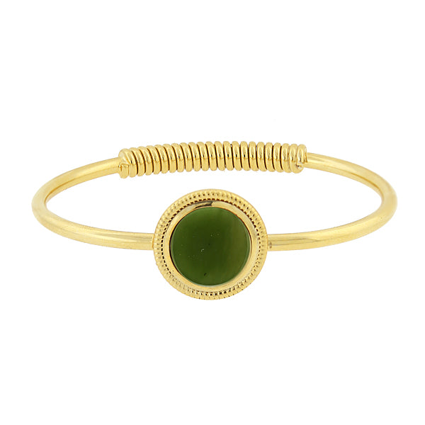 Jade Gemstone Golden Spring Hinge Bracelet