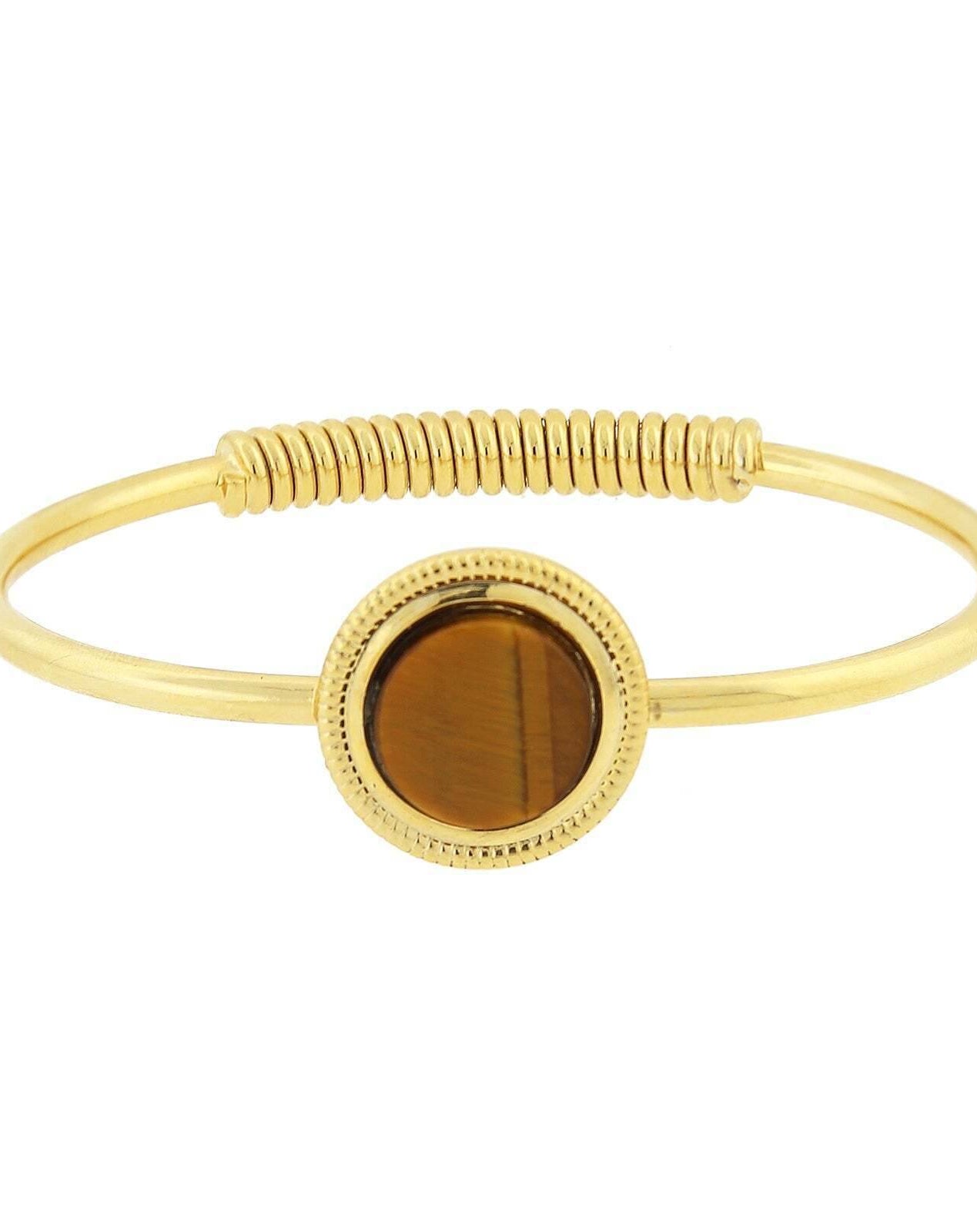 1928 Jewelry 14K Gold Dipped Gemstone Spring Hinge Bracelet