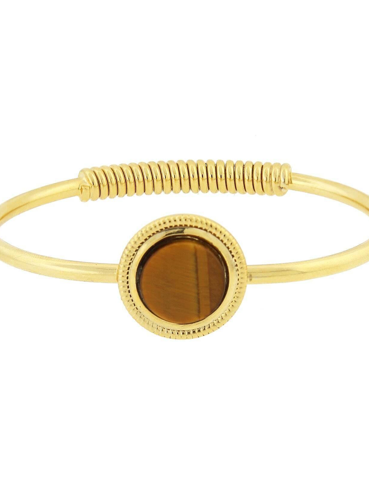 1928 Jewelry 14K Gold Dipped Gemstone Spring Hinge Bracelet