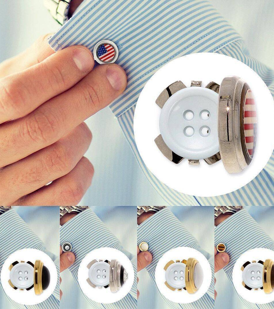 1928 Jewelry CUFF IT!¨ Cufflinks Black Stone Round Button Covers