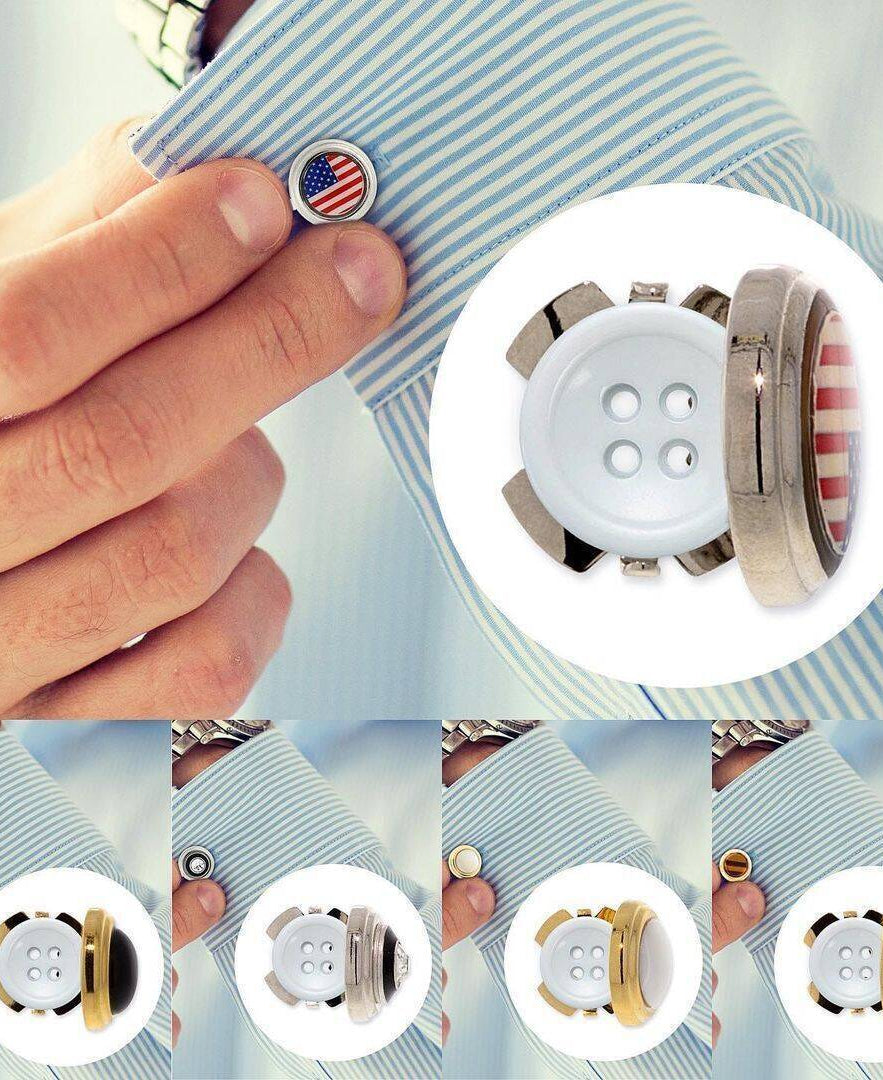 1928 Jewelry CUFF IT!¨ Cufflinks Black Stone Round Button Covers