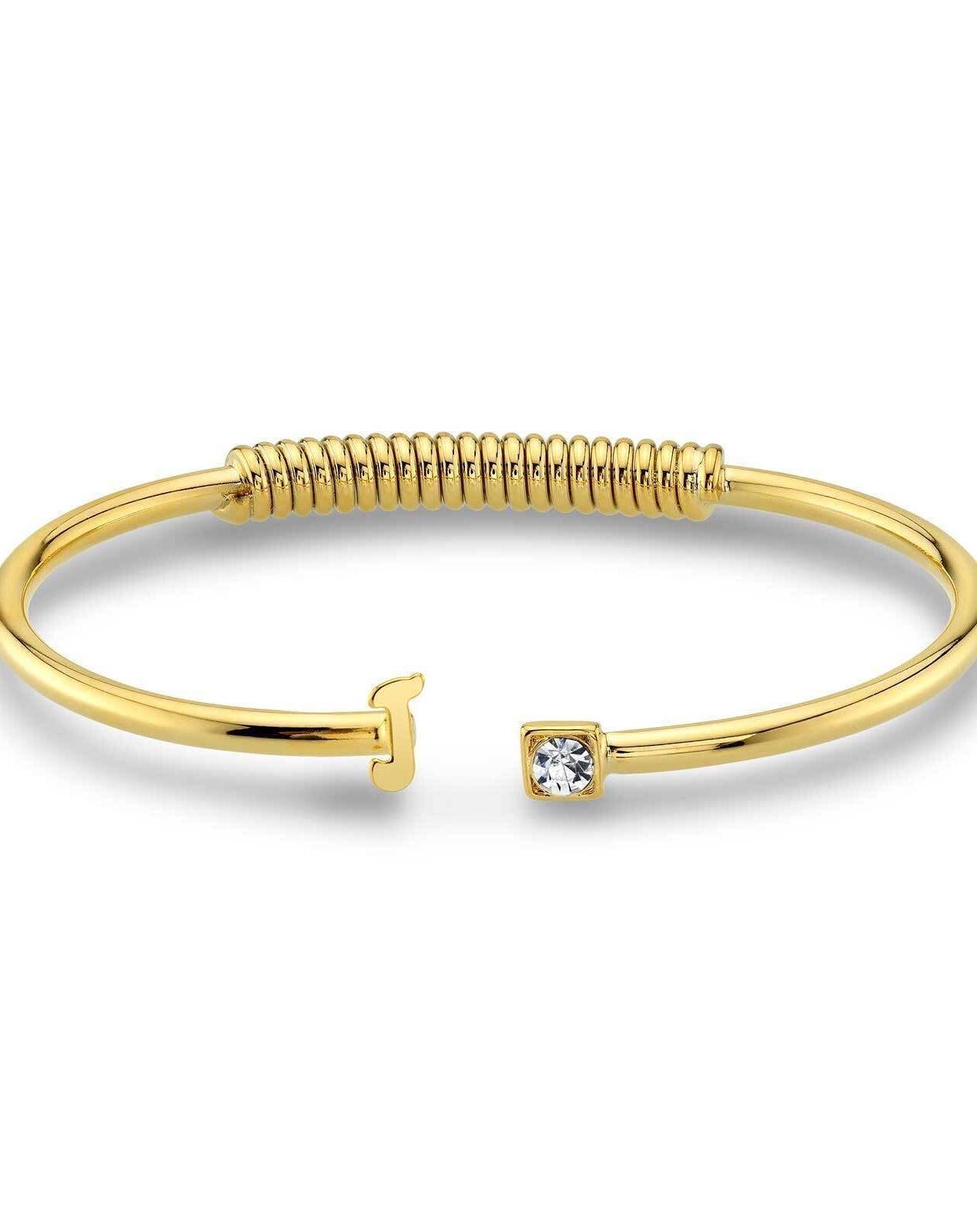 1928 Jewelry Crystal Accent With Initial Cuff Bracelet