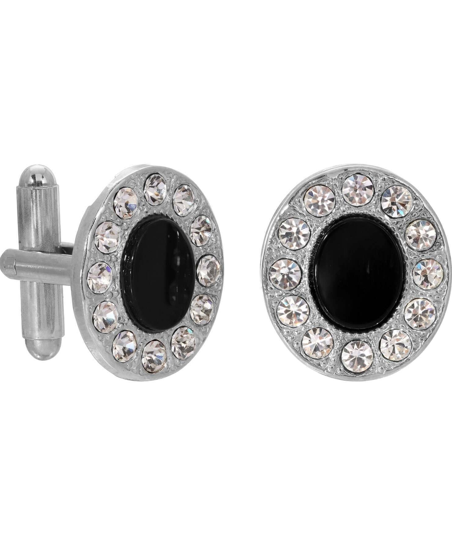 1928 Jewelry Oval Stone Crystal Cufflinks