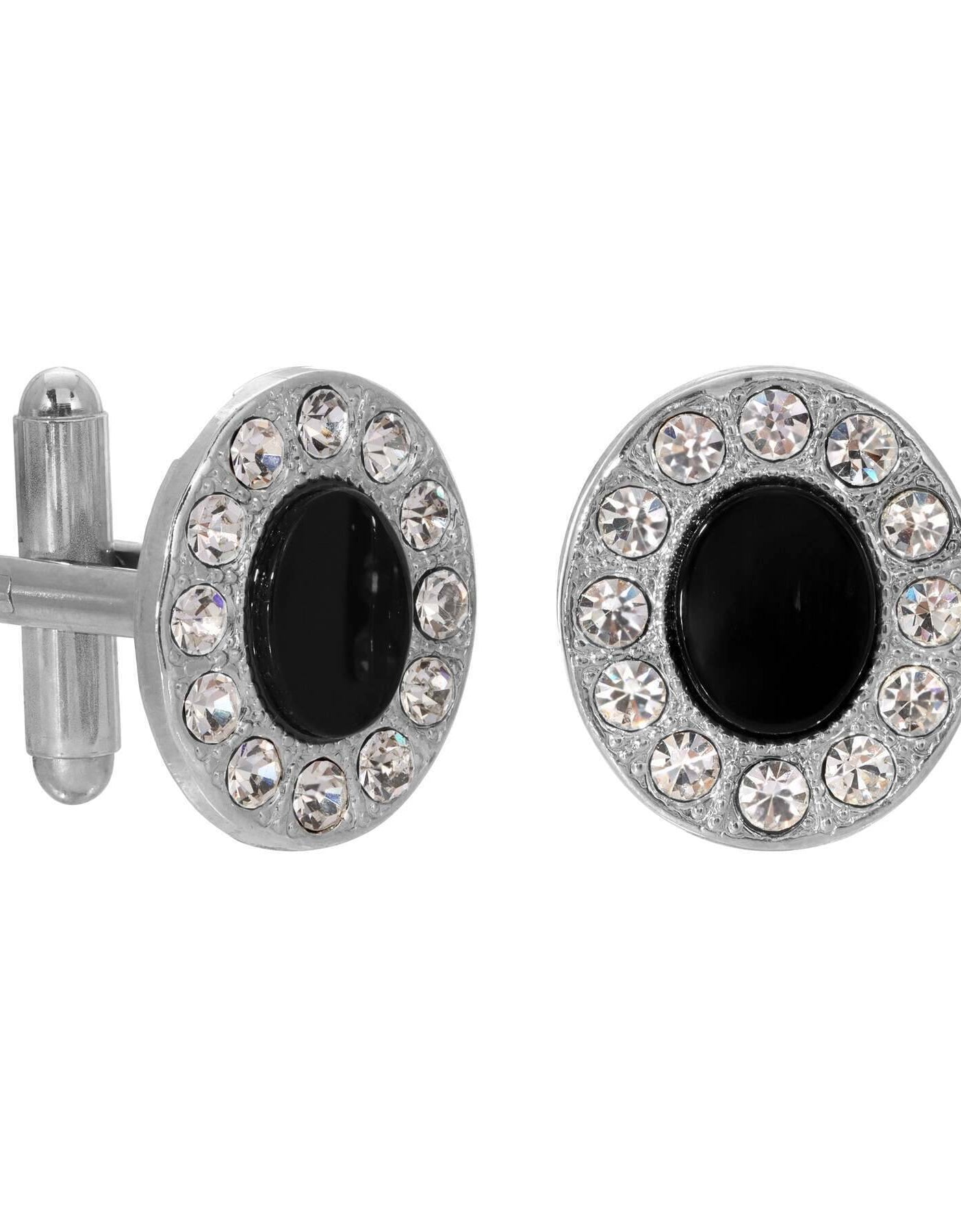 1928 Jewelry Oval Stone Crystal Cufflinks
