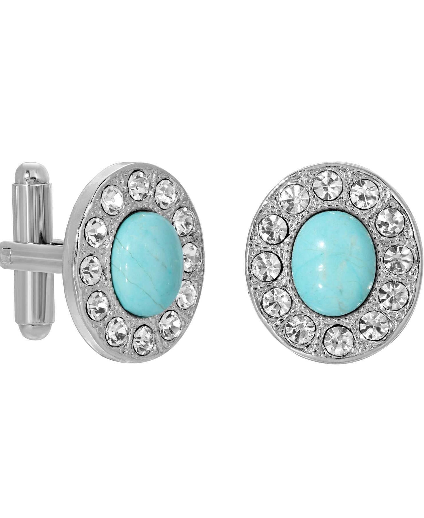 1928 Jewelry Oval Stone Crystal Cufflinks