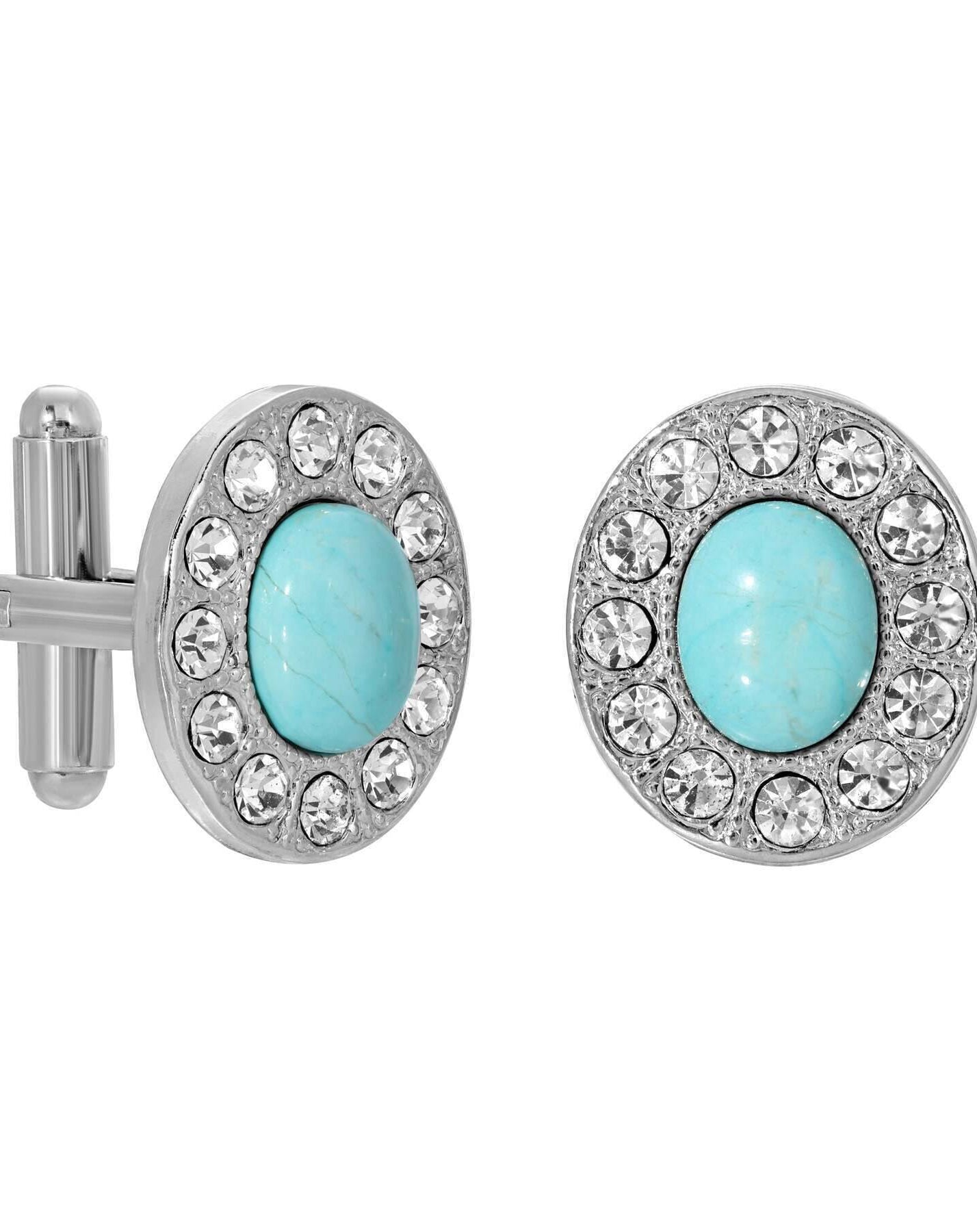 1928 Jewelry Oval Stone Crystal Cufflinks