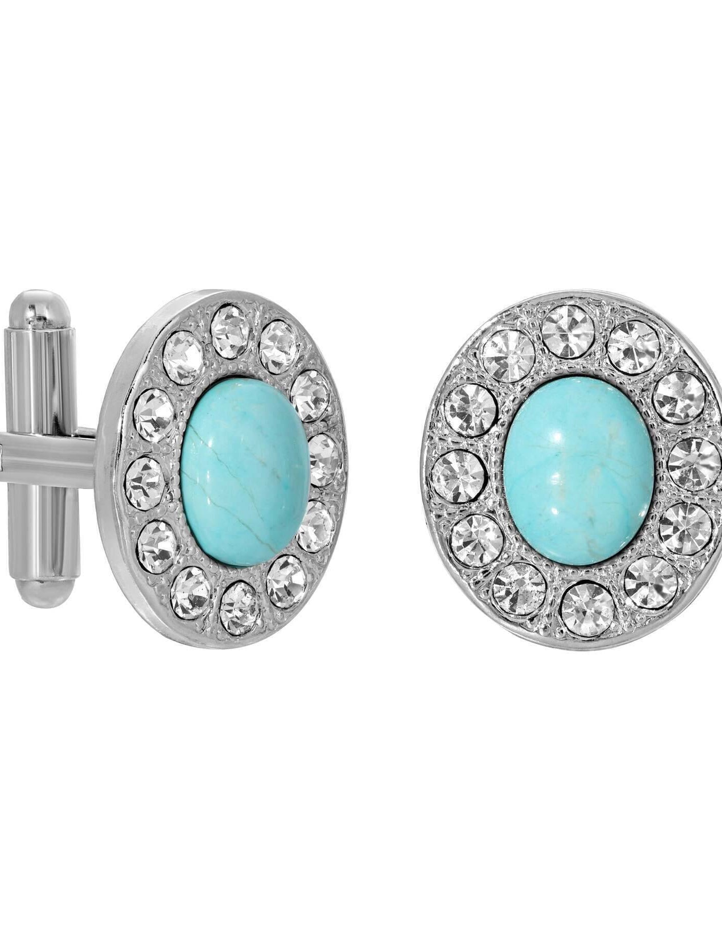 1928 Jewelry Oval Stone Crystal Cufflinks