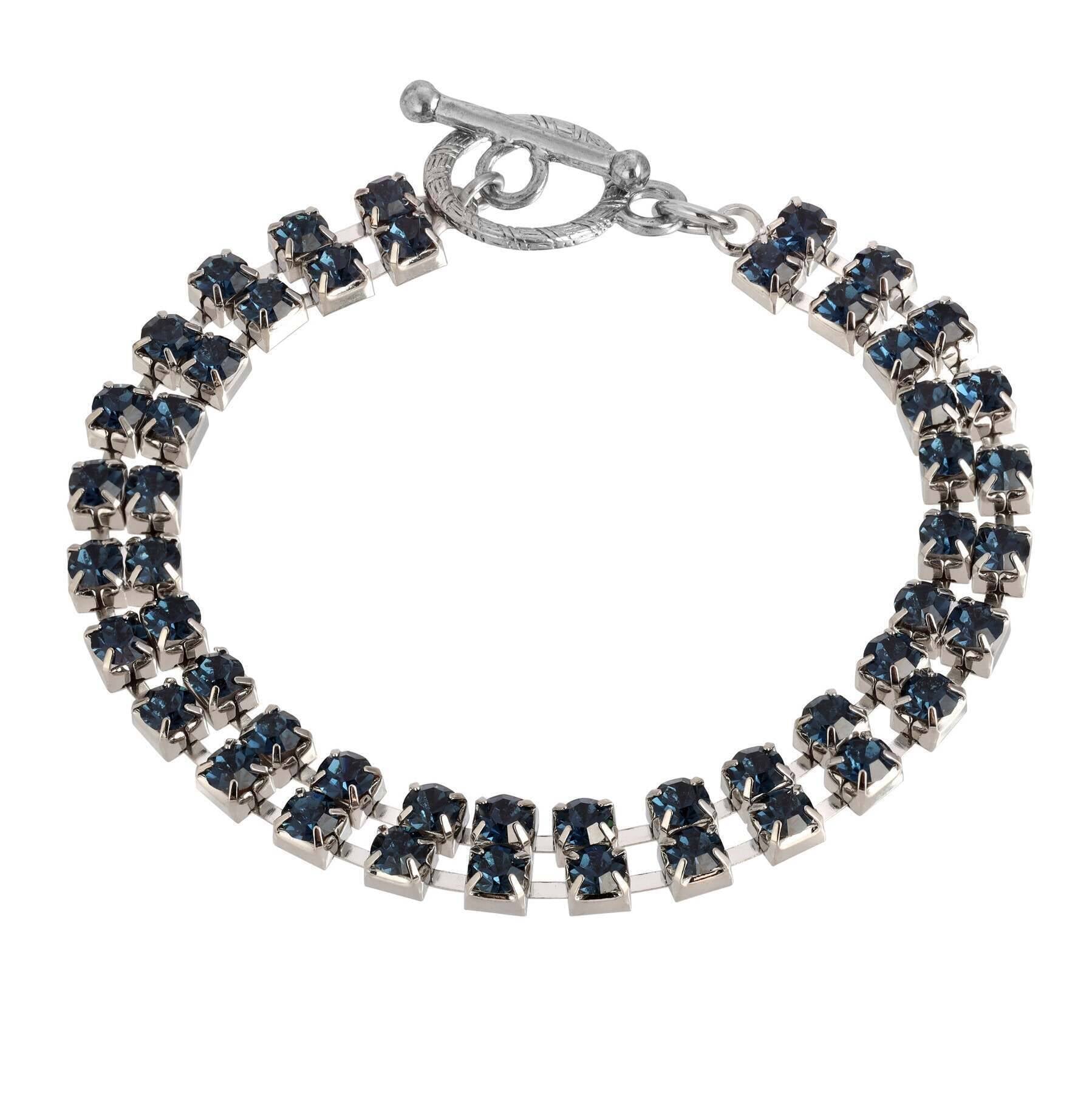 1928 Jewelry 2-Row Radiant Crystal Rhinestone Toggle Bracelet