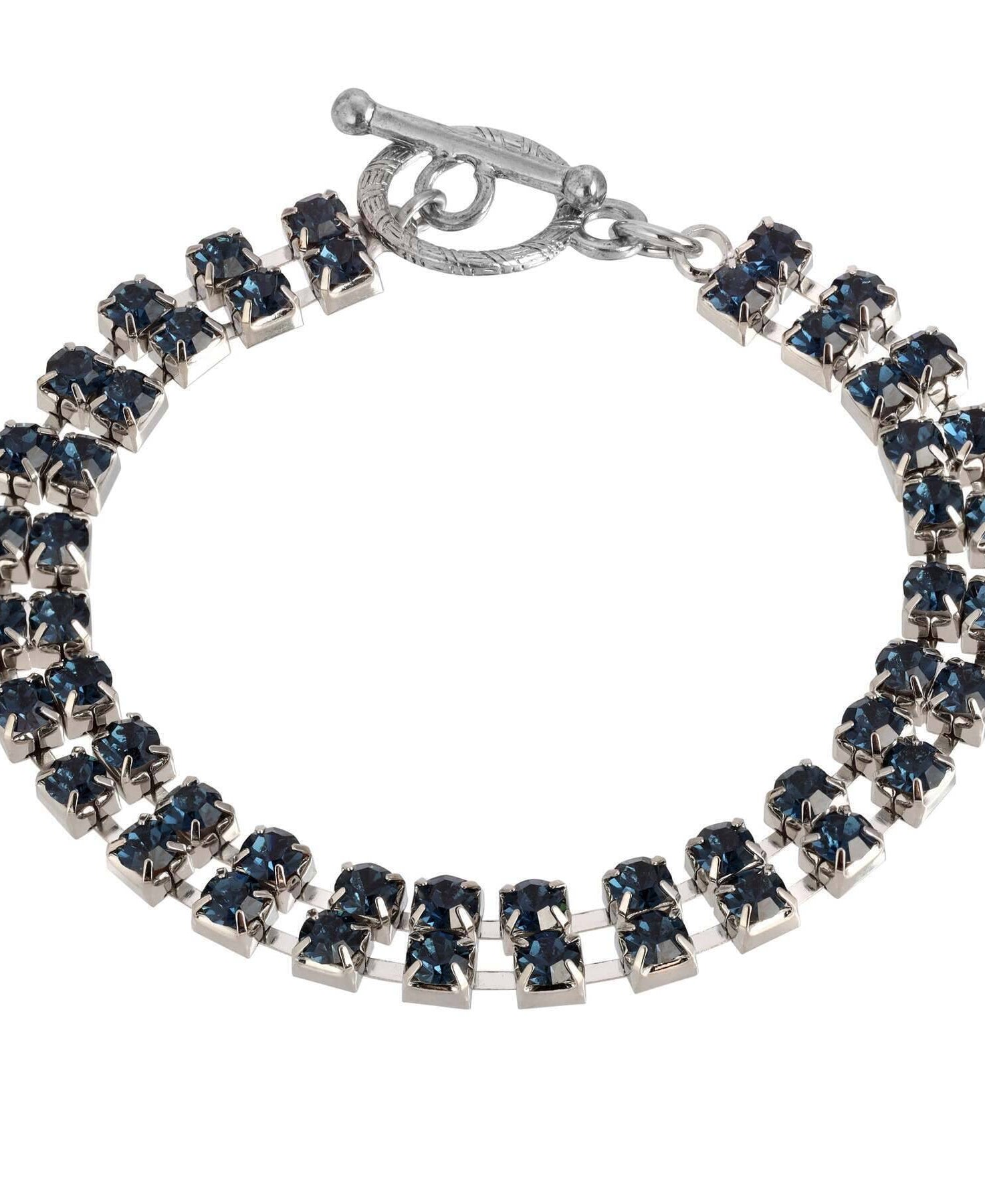 1928 Jewelry 2-Row Radiant Crystal Rhinestone Toggle Bracelet
