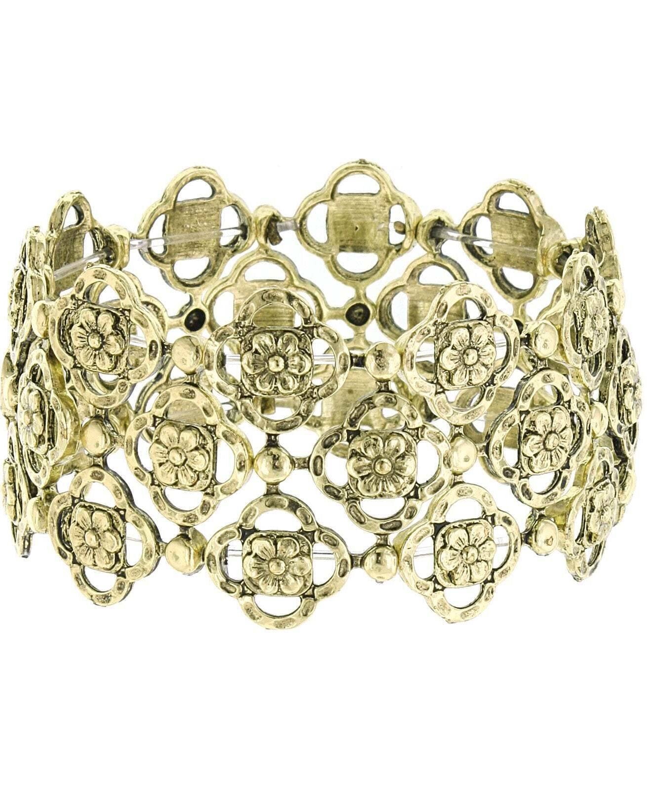 2028 Jewelry Clover And Flower Stretch Bracelet